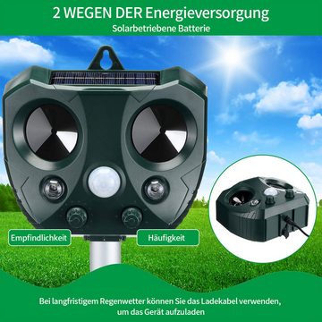 Welikera Tierabwehr-Attrappe 4pcs Tiervertreiber Ultraschall Marderschreck mit Bewegungsmelder