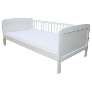 Micoland Kinderbett Kinderbett Juniorbett 160x70 cm mit Matratze umbaubar weiß
