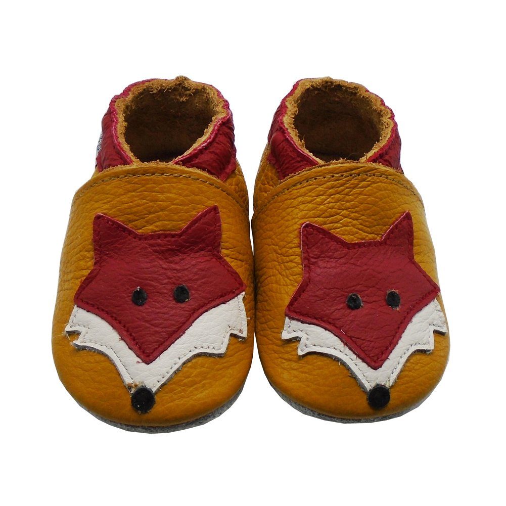 Weiche Leder Krabbelschuhe Hausschuhe Lederpuschen Fuchs Orange Hausschuh
