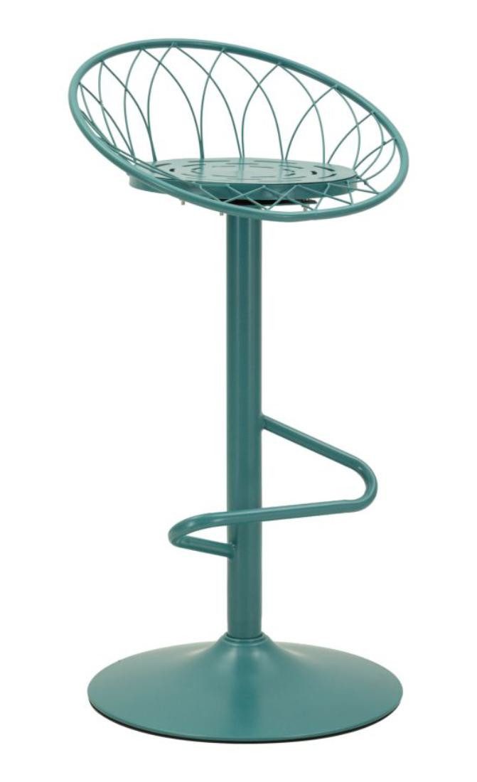 Natur24 Esszimmerstuhl Clox Barhocker 49 x 92 x 45 cm Metall Türkis