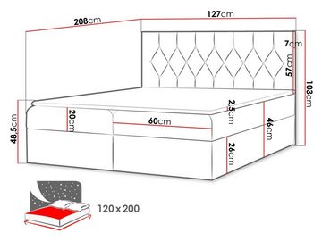 MIRJAN24 Boxspringbett Sky (Matratze und Topper, Polsterkopfteil), Doppelbett mit 2 Bettkästen, Bettgestell