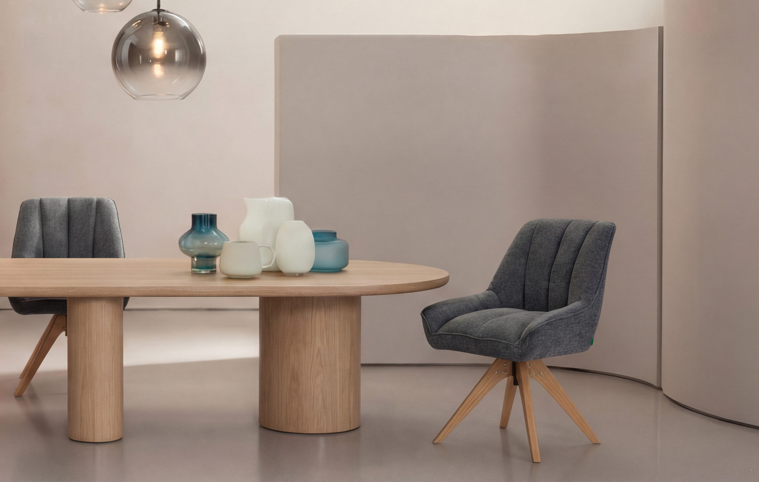 DUBI Möbel Polsterstuhl Mika-Lio (1 St), Federkern, Eiche geölt, 360° drehbar im 2er-Set