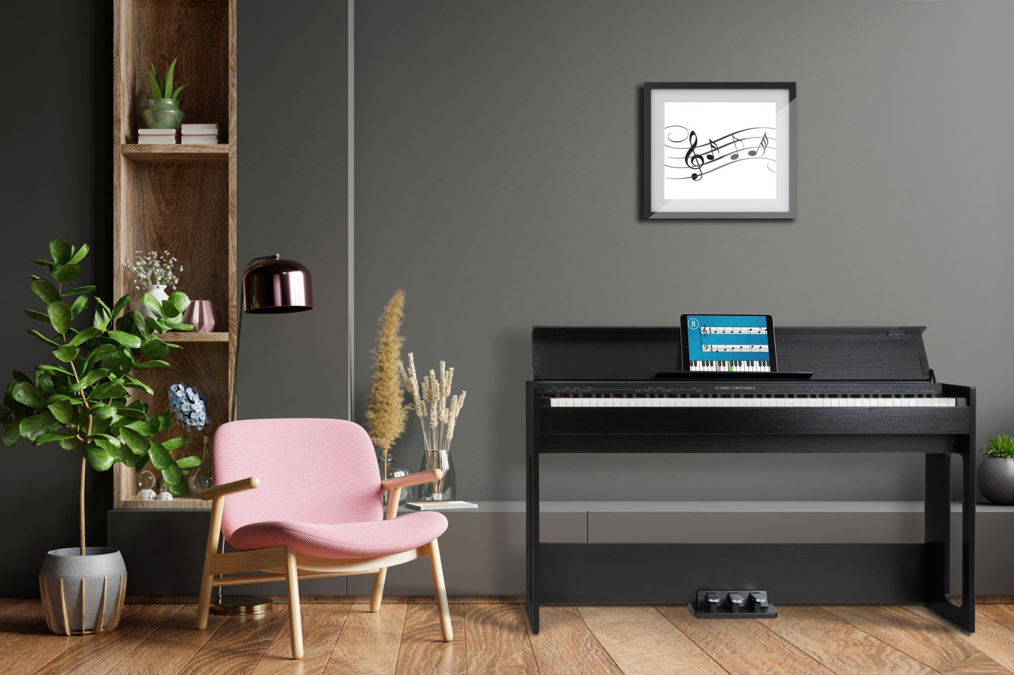 Classic Cantabile Digitalpiano DP-S1 E-Piano Set - 88 gewichtete Tasten mit Hammermechanik (Spar-Set, inkl. Klavierbank, Kopfhörer & Schule), Anschlagdynamik - 10 Klänge - Slimline-Design