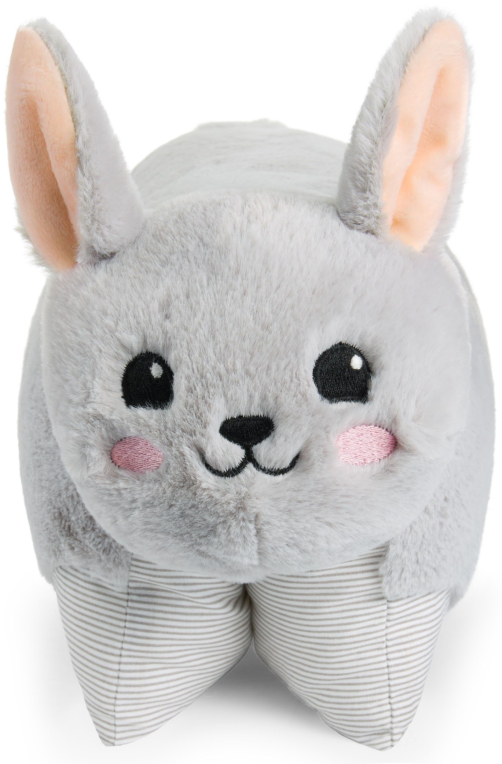BRUBAKER Kuscheltier Kuscheltierkissen Hase - 2 in 1 Plüschtier und Kuschelkissen (Tierkissen Hasenkissen Stofftier, 1-St., 40 x 30 cm), Kuschelhase - aufklappbares Kinder Plüschkissen mit Klettverschluss