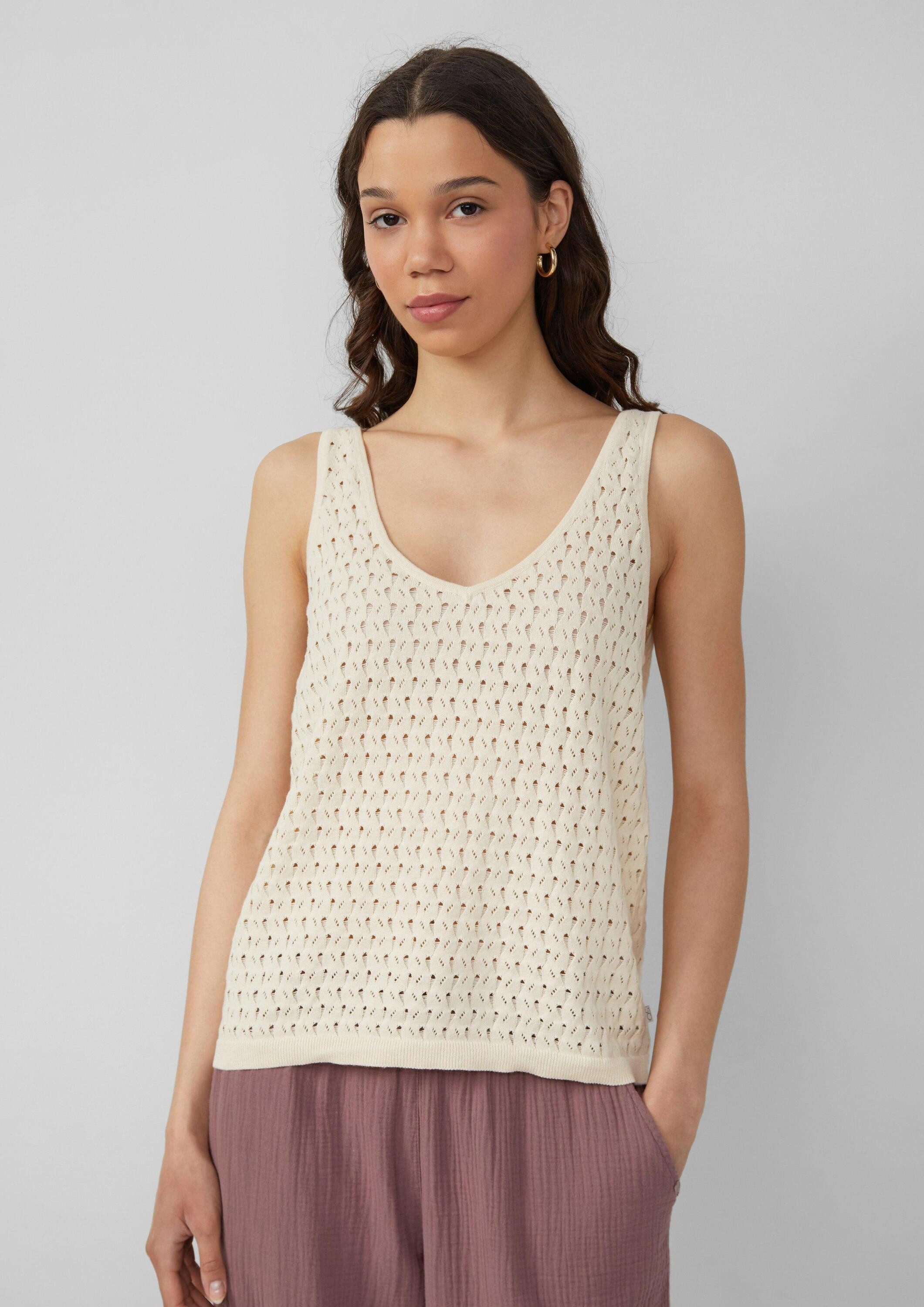 QS Muskelshirt T-Shirt Stricktop mit Ajourmuster