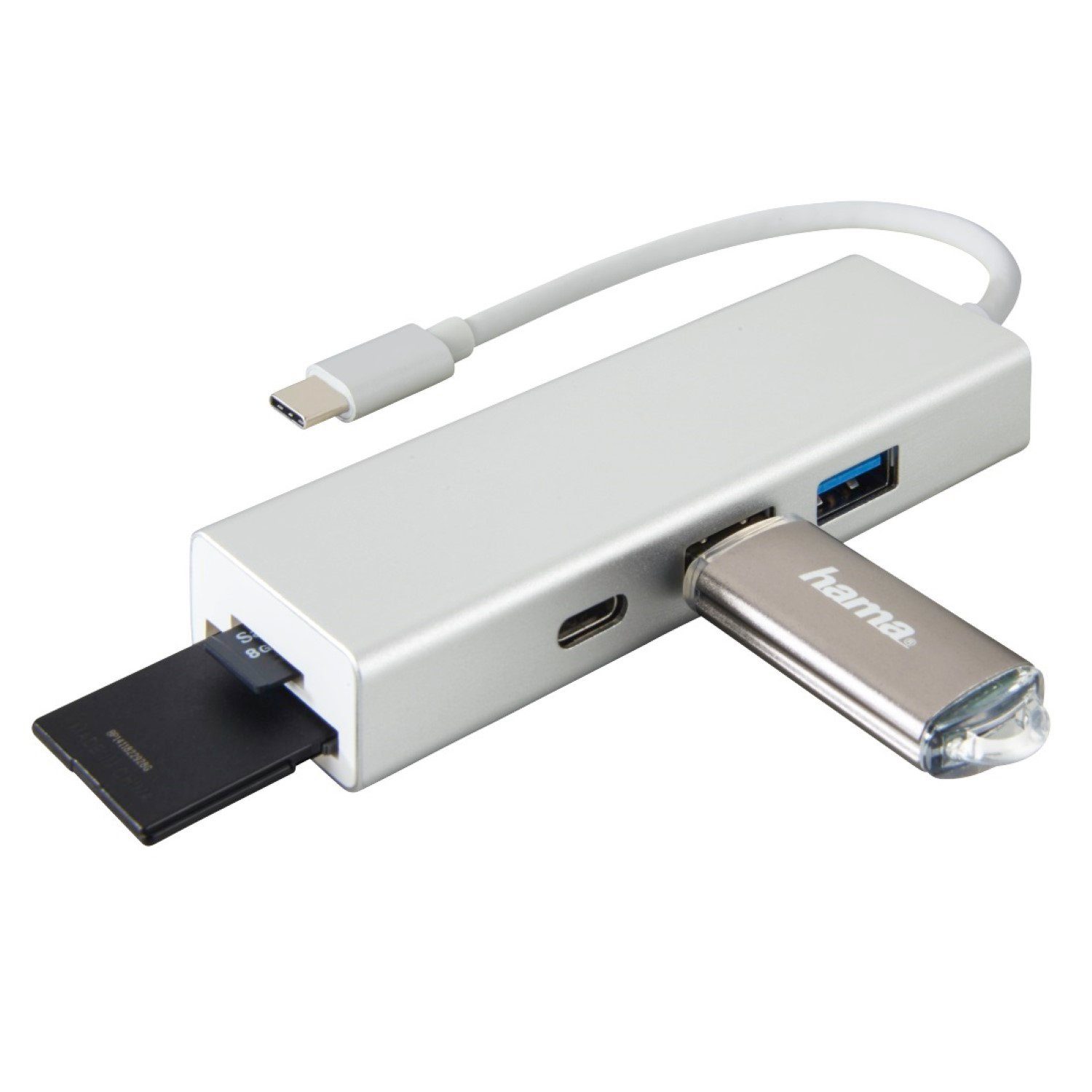Hama »USB-C USB-Hub 1:3 Kartenleser USB Adapter« USB-Kabel, SuperSpeed USB  Type-C 3.1, Card-Reader für SD / MicroSD, USB-Verteiler 1 zu 3 Ports,  Bus-powered, Abwärtskompatibel zu USB-3.0 und USB-2.0-Geräten,  Aluminium-Oberfläche online kaufen