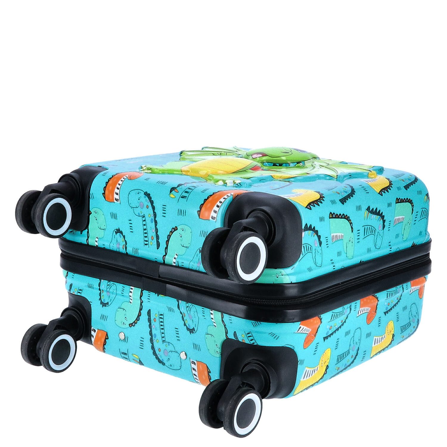 TheTrueC Koffer TheTrueC Kindertrolley 4 Rollen Dino grün