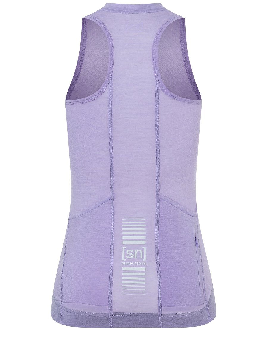 W Lavender TANK mit Merino GRAVA Logos SUPER.NATURAL Radtrikot reflektierenden SUMMER Fahrradtrikot Merino-Materialmix