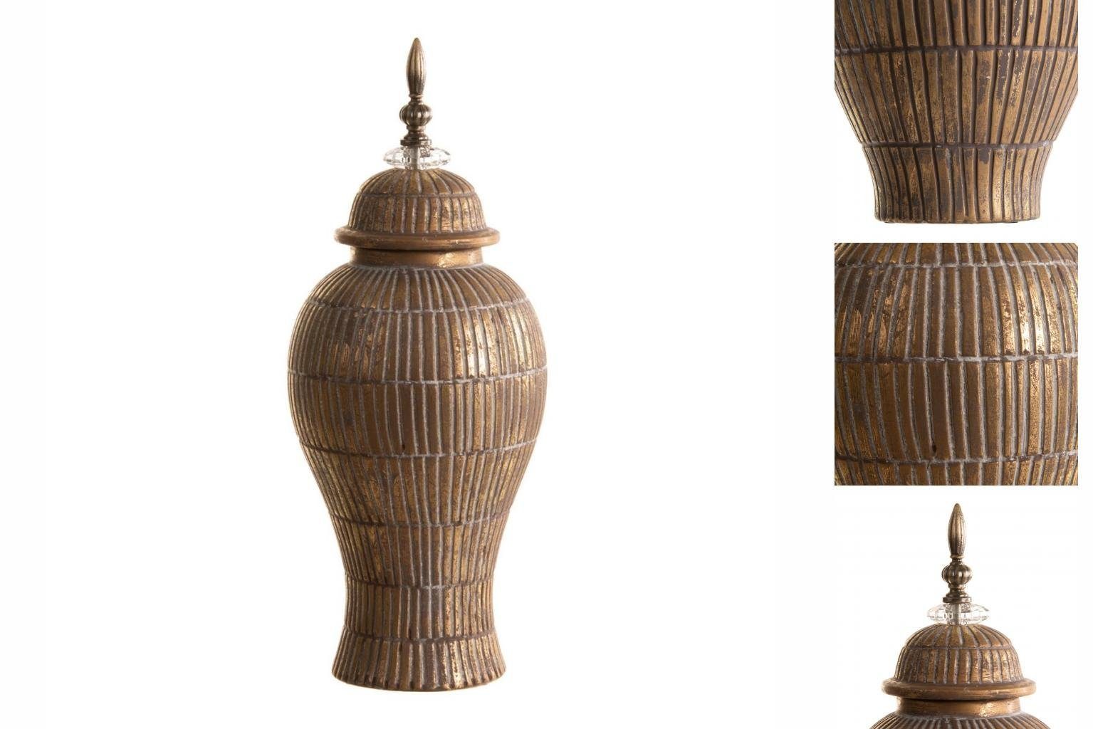 Bigbuy Dekovase Vase 19 x 19 x 43 cm aus Keramik Gold Weiß