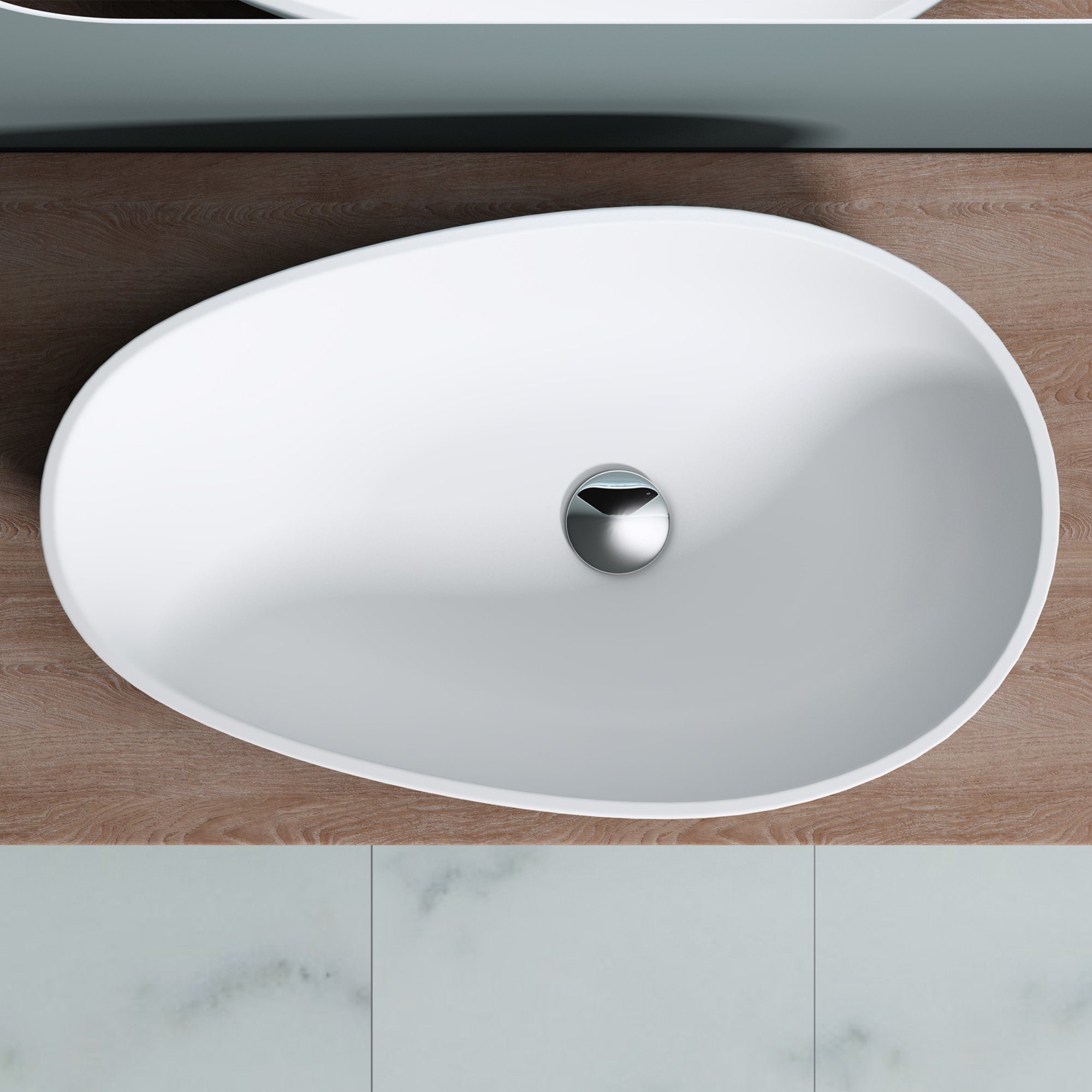 doporro Waschbecken Aufsatzwaschbecken Waschtisch Hängewaschschale Oval Col809, antibakteriell und leicht zu reinigen, hochwertiges Material – Bild 4 von 5