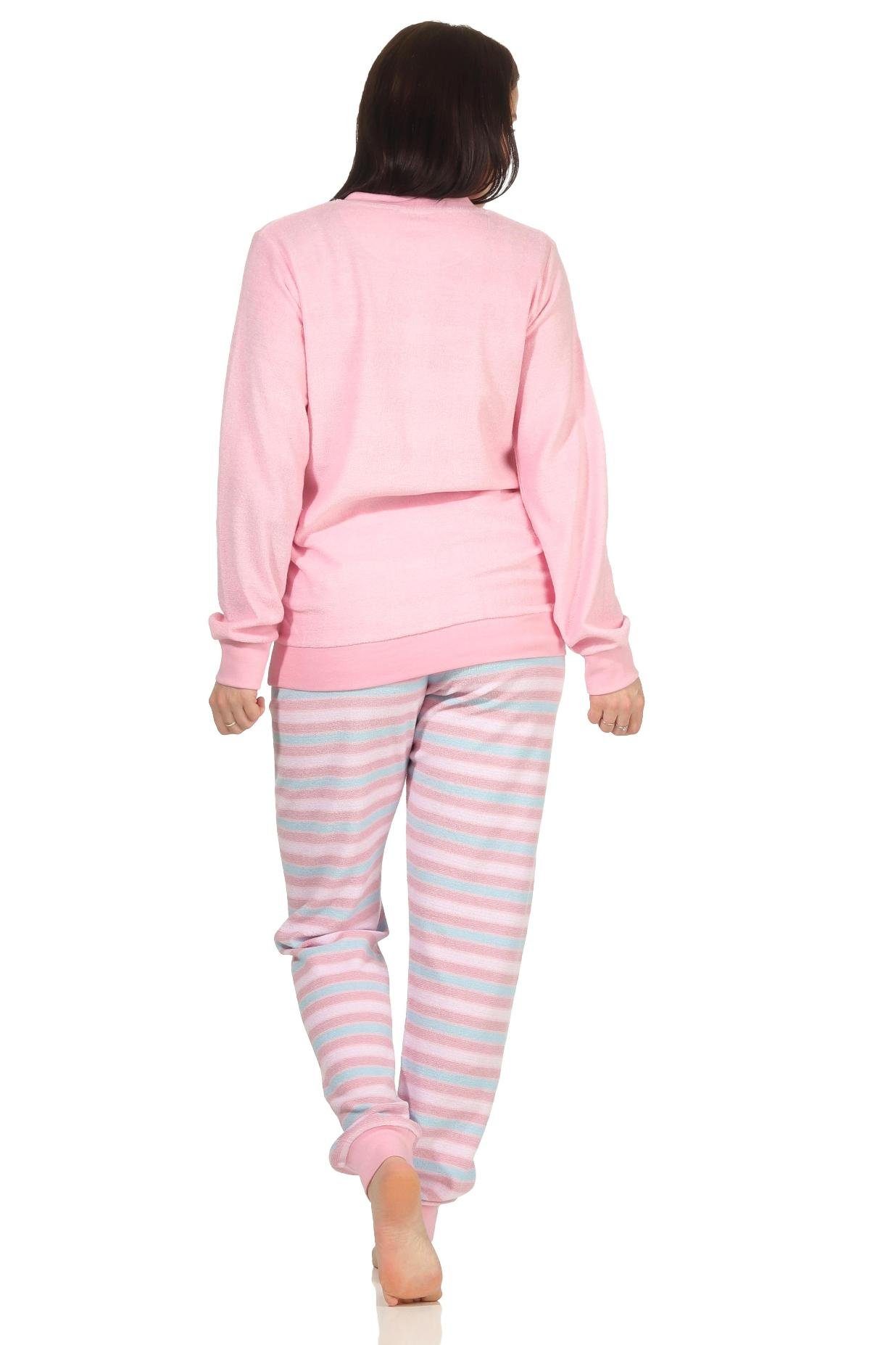 Creative by rosa Damen Bündchen Normann Schlafanzug Frottee FALSCH Pyjama mit gestreift Hose