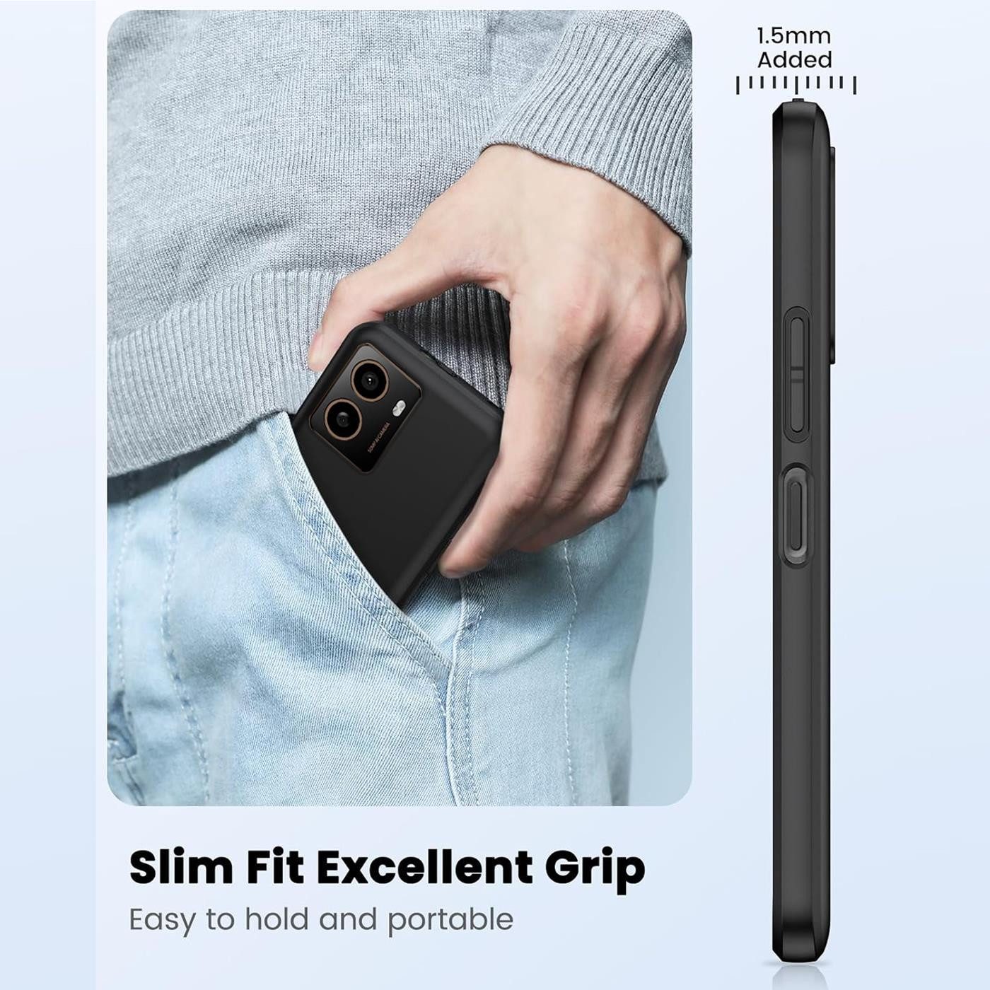 CoolGadget Handyhülle Handy Schutzhülle für HMD Pulse / Pulse PRO / Pulse+ matt schwarz 6,65 Zoll, Silikon TPU Hülle Schutz Tasche Cover schlicht Slim Case – Bild 4 von 5