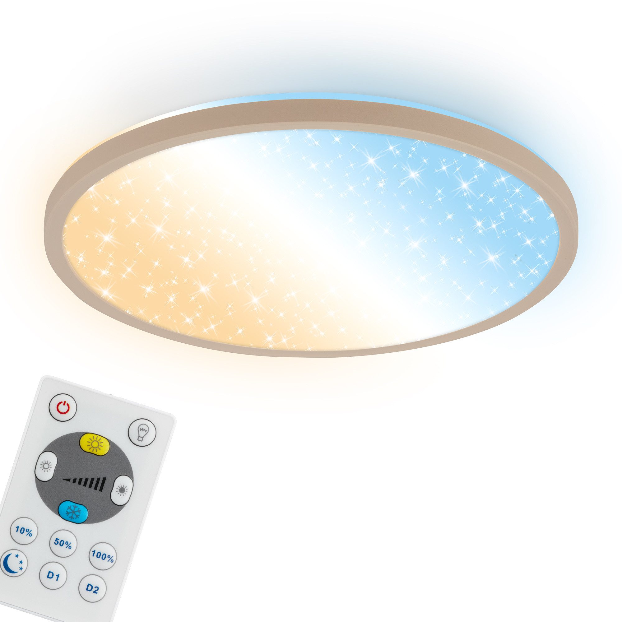 Briloner Leuchten LED Deckenleuchte LED Deckenlampe Sternenhimmel Indirektes Licht CCT/ON-OFF, CCT, LED fest integriert, 4000K, CCT-Lichtfarbe wählbar, 29,3x4 cm, Wohnzimmer, Schlafzimmer, Flur, Büro