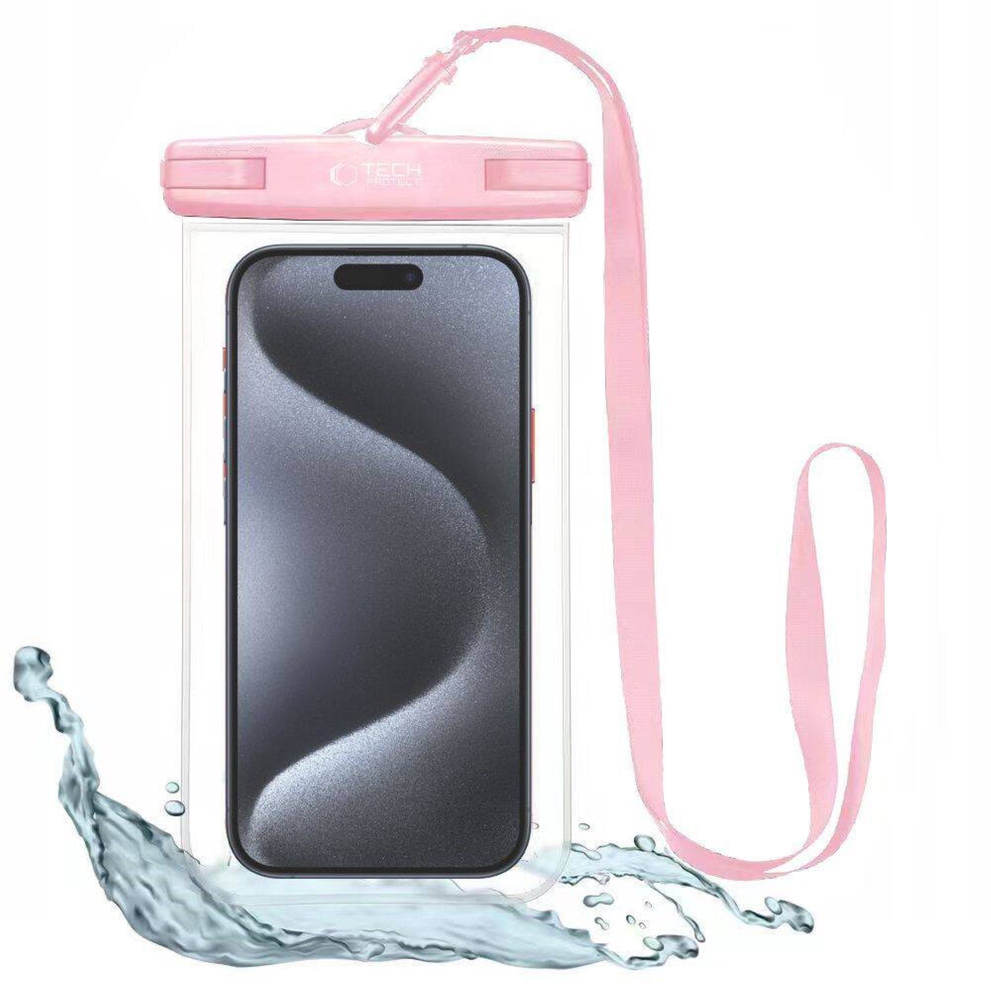 TECH PROTECT Handyhülle Universelle Wasserdichte Hülle in Pink mit Umhängeband