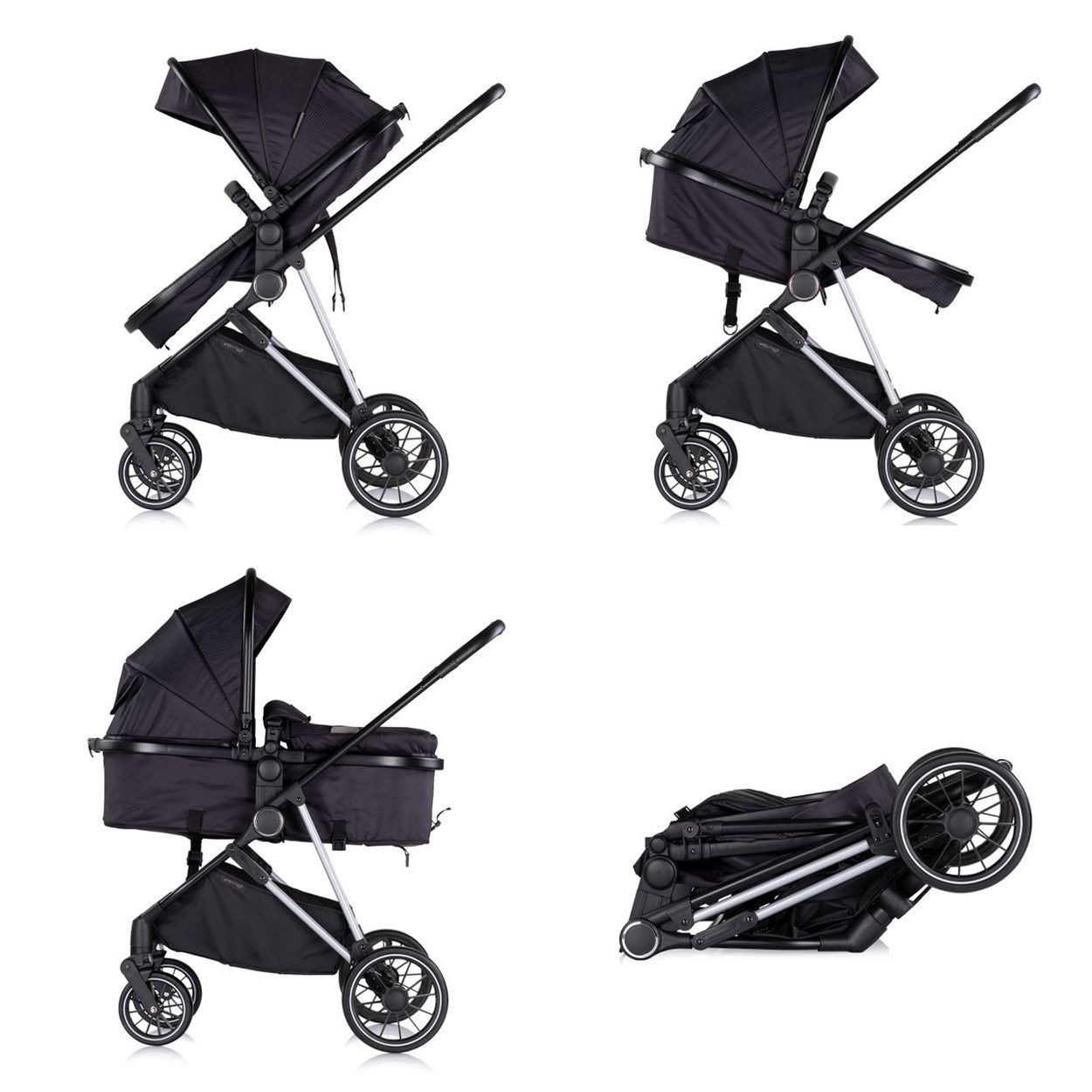 Chipolino Kombi-Kinderwagen Kinderwagen Aura 2 in 1, umbaubar Wickeltasche Sitz umkehrbar bis 22 kg
