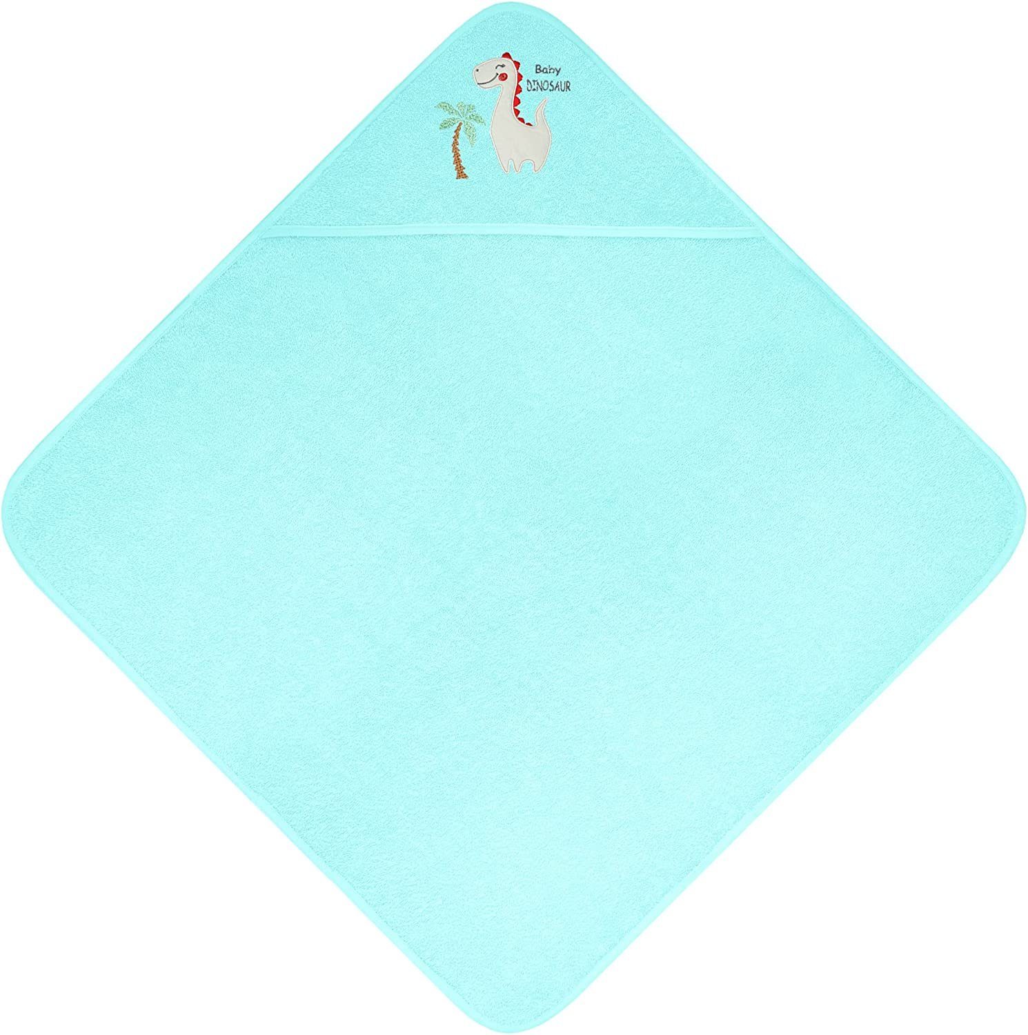 Lashuma Kapuzenhandtuch, Frottee (1-St), Dino 75x75 besticktes cm für blau Babys Handtuch