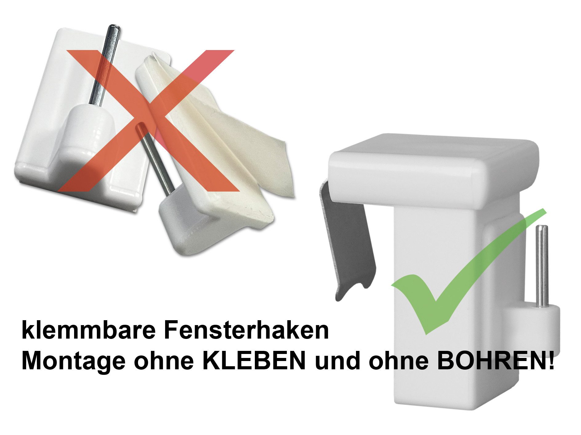 dekondo Fensterhaken Dekohaken Dekoklipp Gardinenhaken, weiß, für einen Kle günstig online kaufen