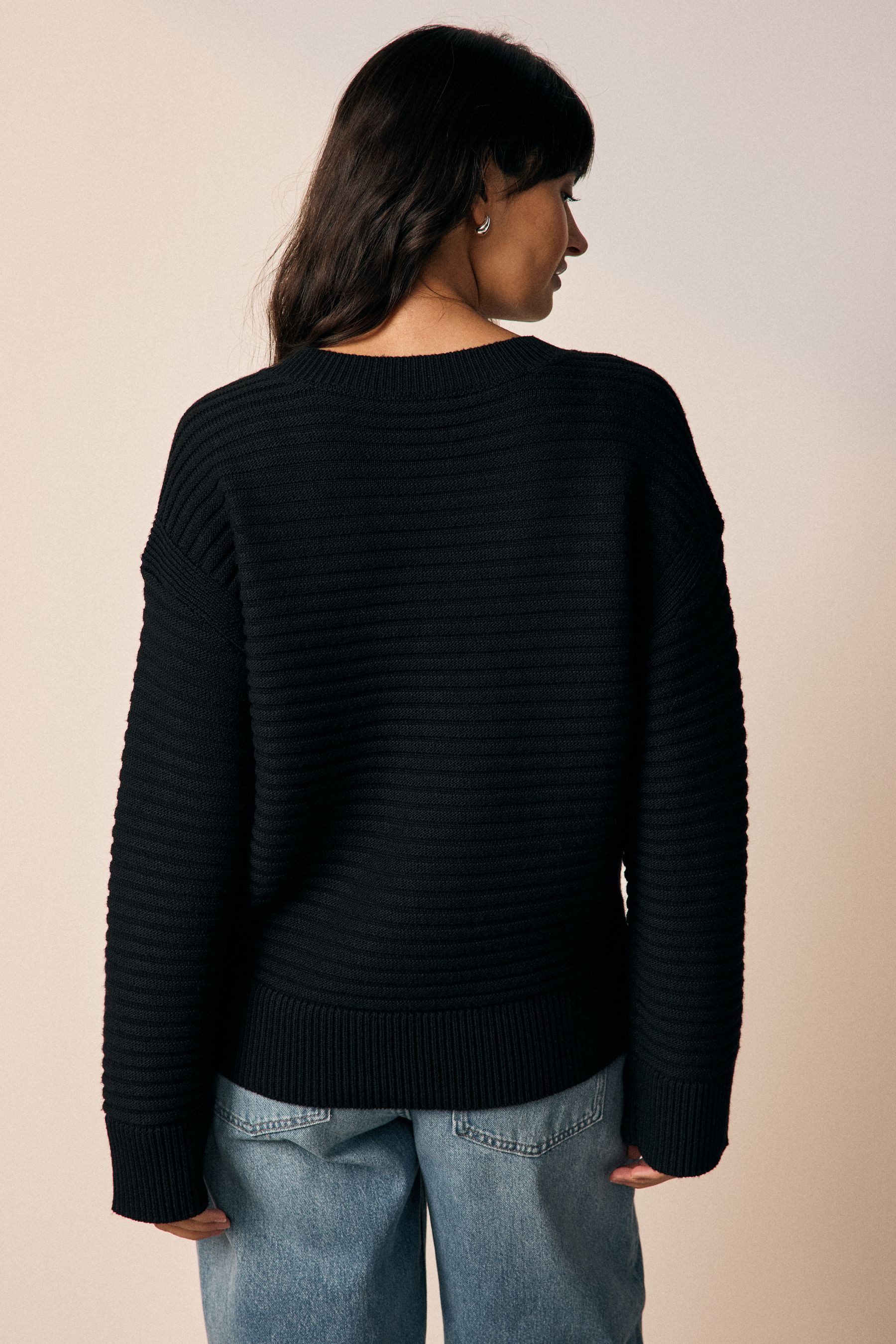 Next V-Ausschnitt-Pullover Gerippter Strickpullover mit V-Ausschnitt günstig online kaufen