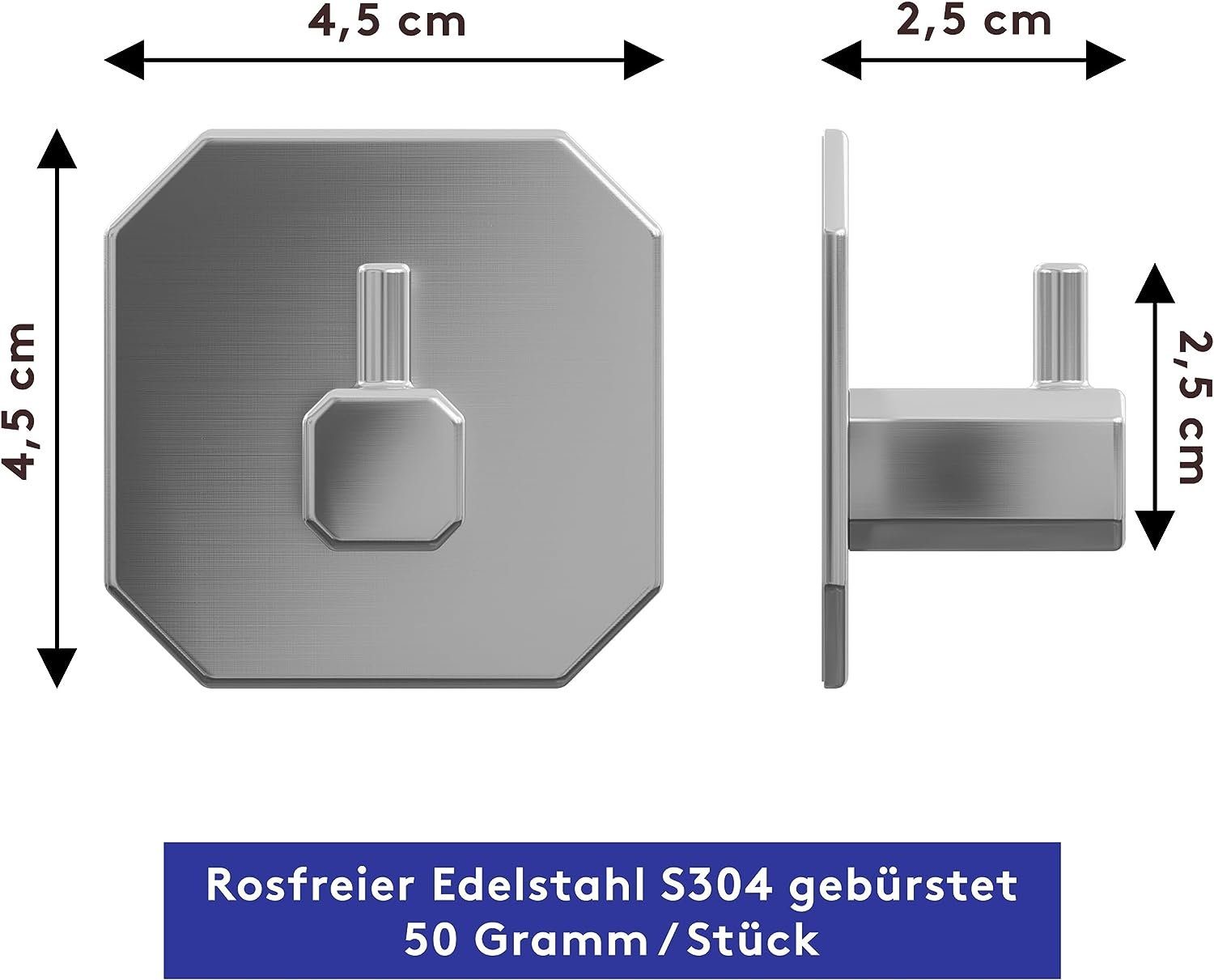 Doppel-Haken 'Elegaant' verchromt mit Klebelösung 5 x 8 x 4,3 cm
