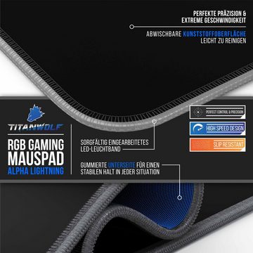 Titanwolf Gaming Mauspad (1-St), RGB Mousepad XL, 800 x 300 mm, verbessert Präzision & Geschwindigkeit