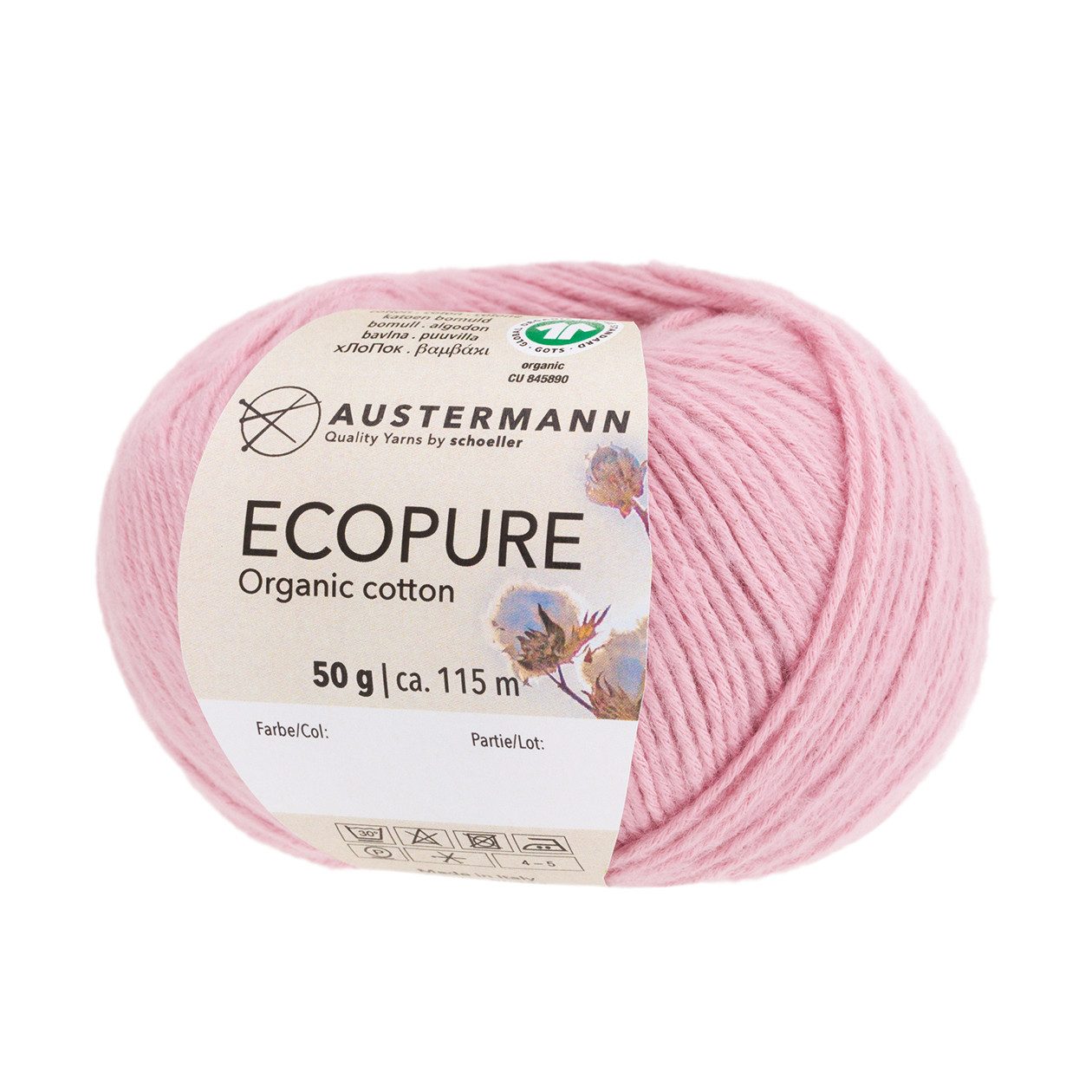 Austermann Garn Ecopure Organic Cotton Häkelwolle, 115,00 m, haufreundlich, atmungsaktiv