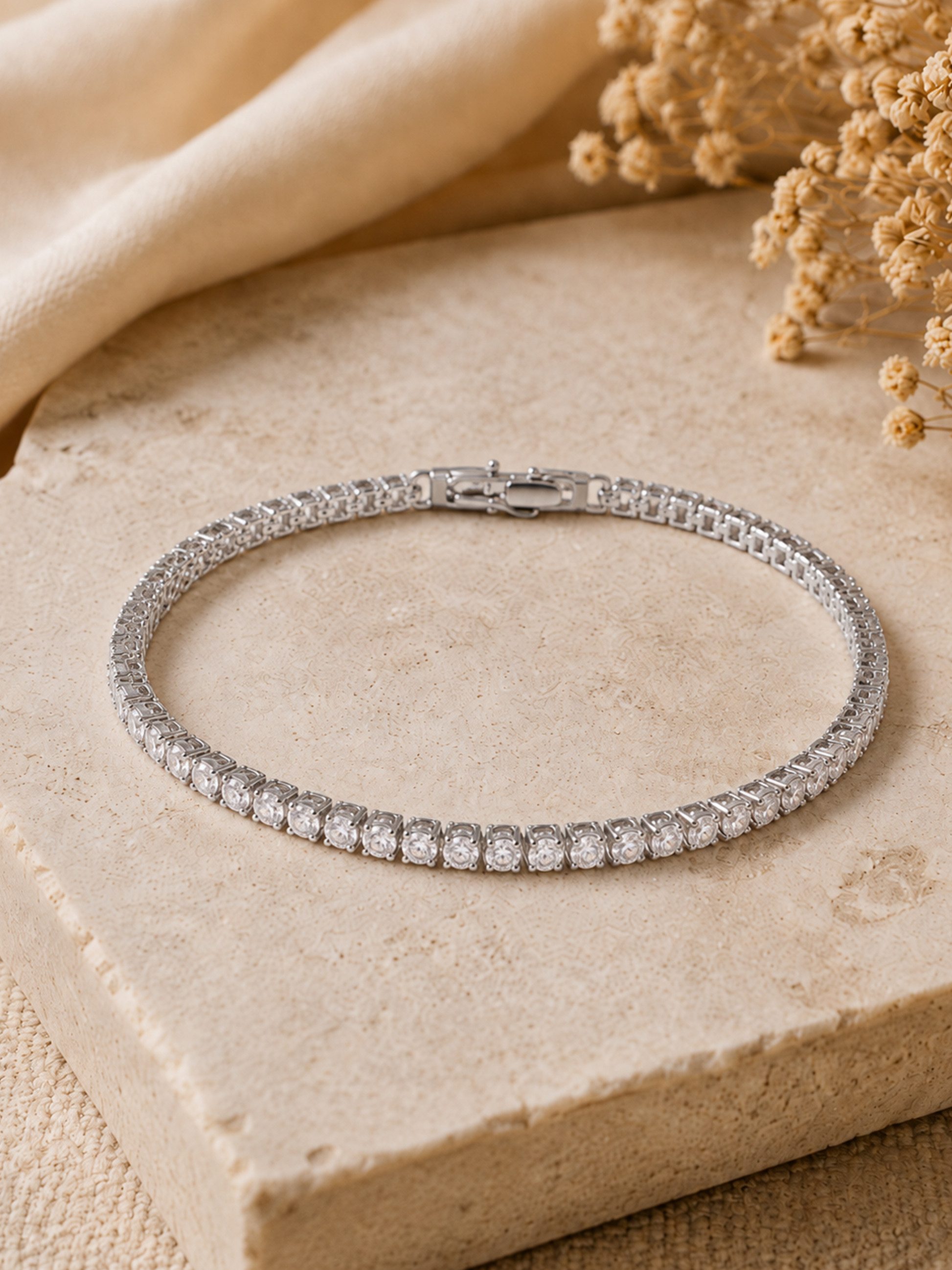 Staufergold Tennisarmband Tennisarmband „Crystal Line“ Silber, handmade with Love!