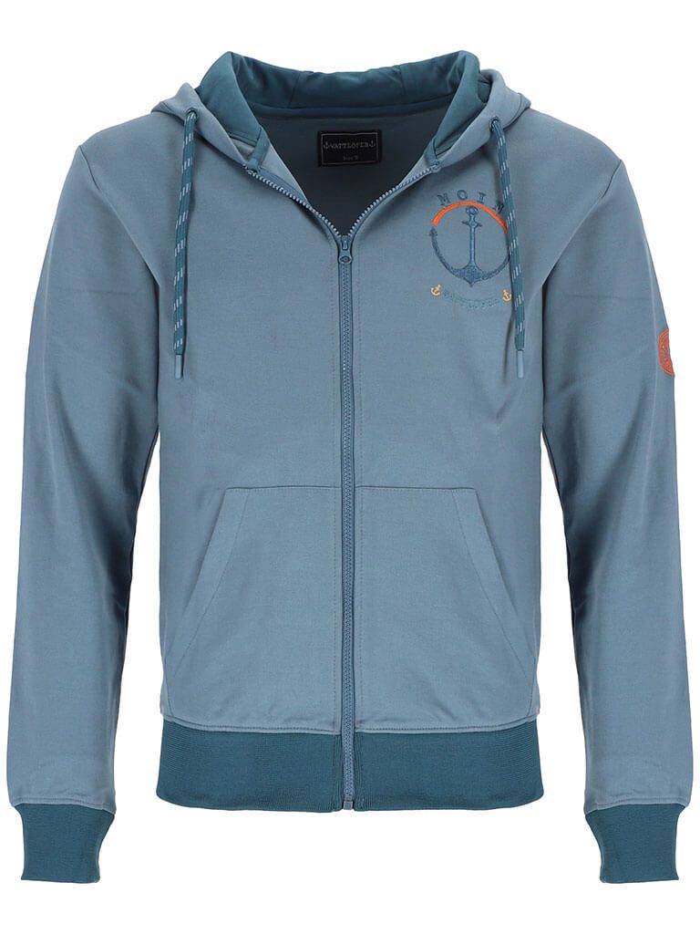 Kapuzensweatjacke 62566 Herren Sweatjacke mit Stickerei Anker im Kreis-Design und "MOIN"