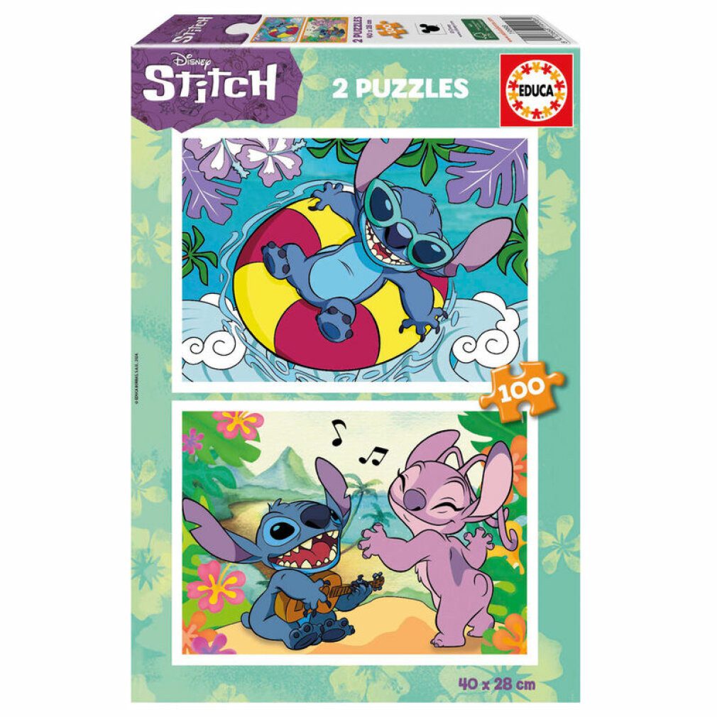 Educa Puzzle Disney Stitch-Puzzle 2x100Stück, Puzzleteile