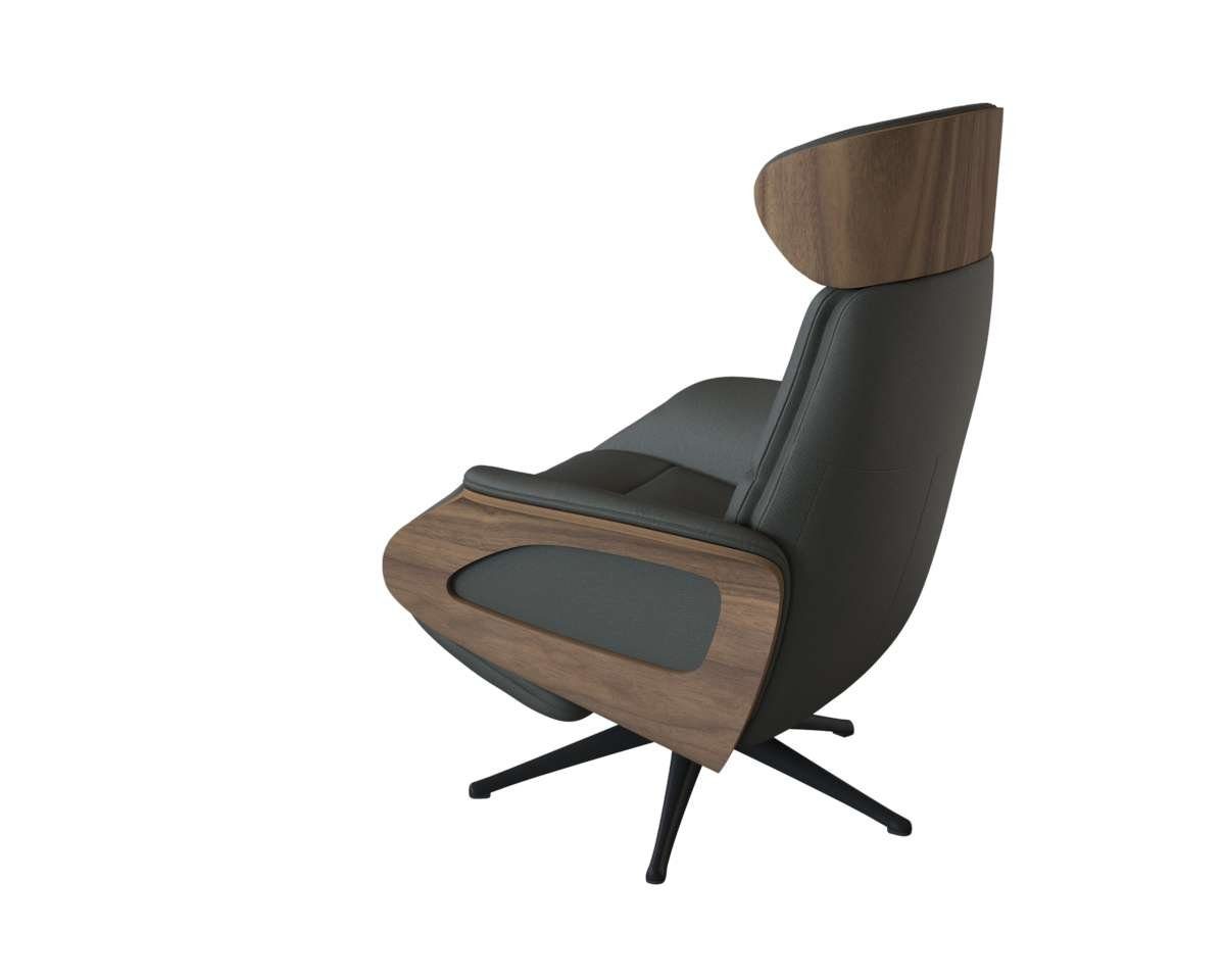 FLEXLUX Relaxsessel Clement elektrischer Funktionsessel, Größe M, Rücken & Fußteil elektrisch, Akku, Arml. Walnuss, Fuß schwarz