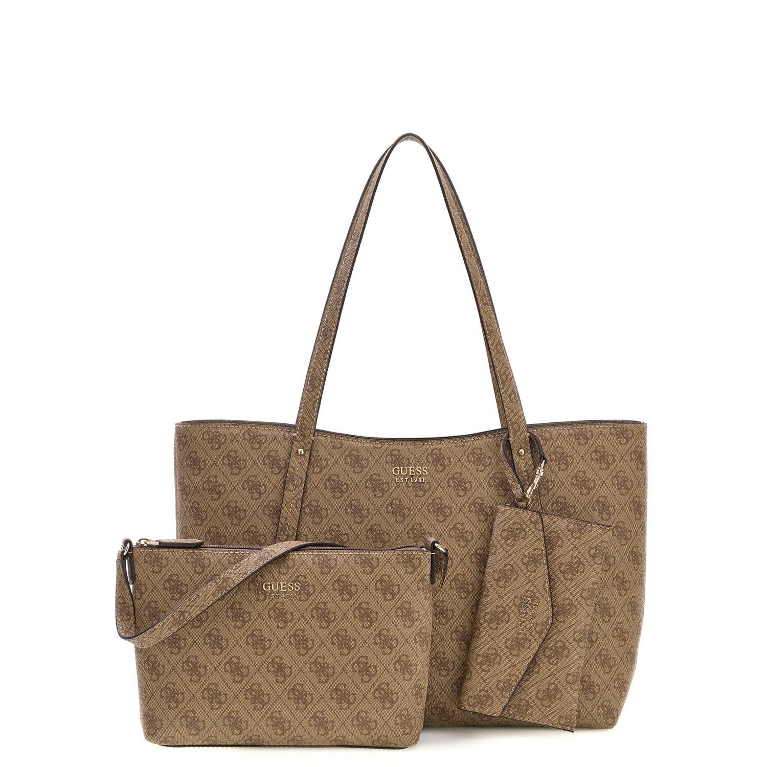 Guess Umhängetasche GUESS Shopper Brenton TOP ZIP Latte Logo (1, 1-tlg., 1)