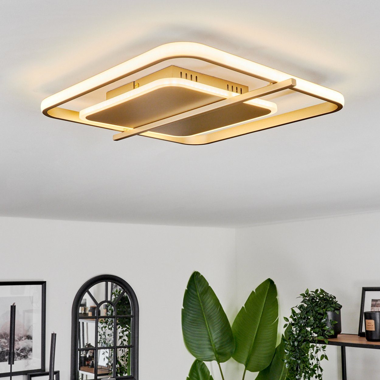 wechselbar, aus Goldfarben/Weiß, 35 Kelvin, Deckenleuchte hofstein 35 im Design, 3520 Lumen LED modernen LED 36 cm Deckenlampe Metall/Kunststoff Watt, in 3000 cm, moderne x