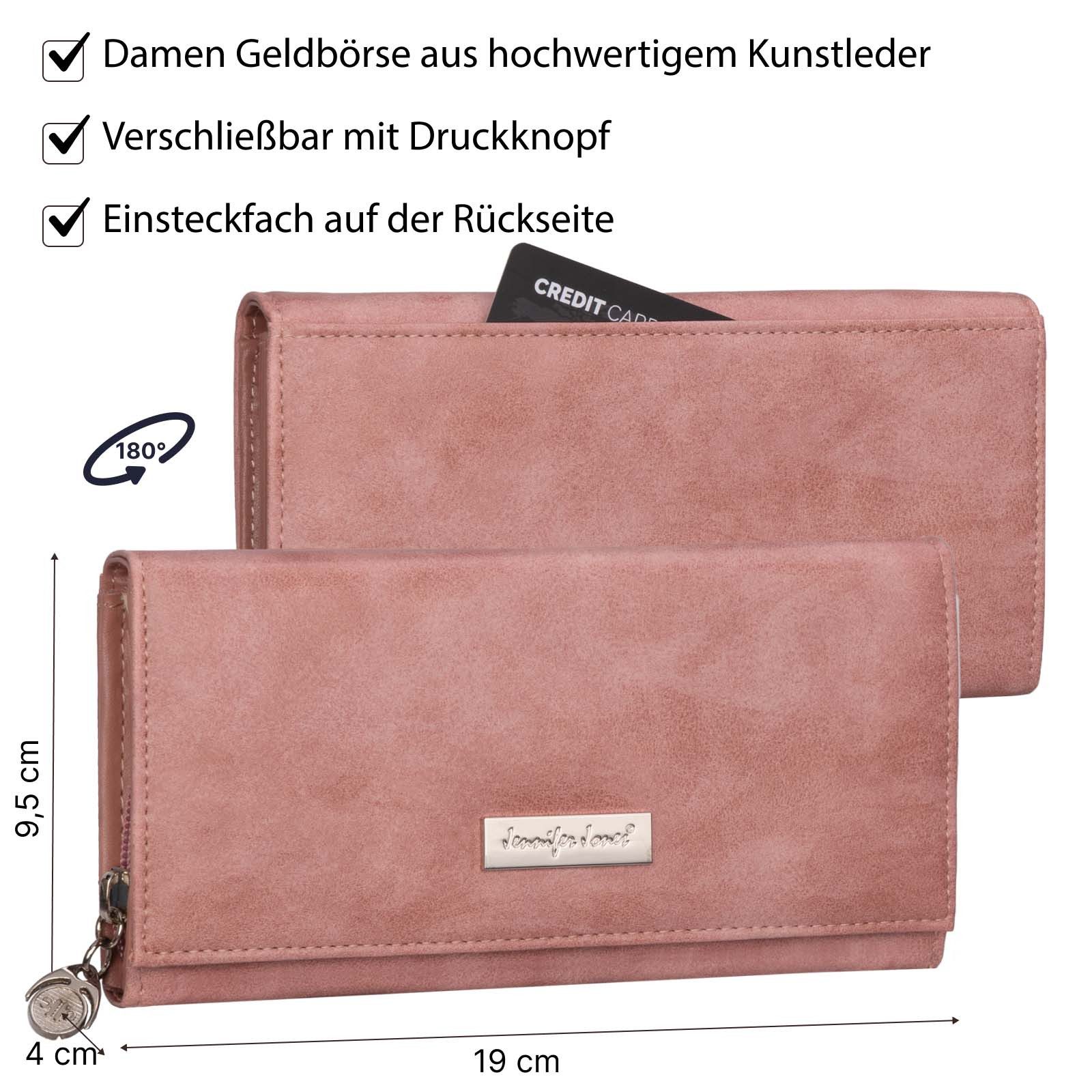 Jennifer Jones Geldbörse JENNIFER JONES Damen Geldbörse Geldbeutel Brieftasche Portmonee XXL, Damen Geldbörse klappbar mit Reißverschluss Portemonnaie Geldbeutel