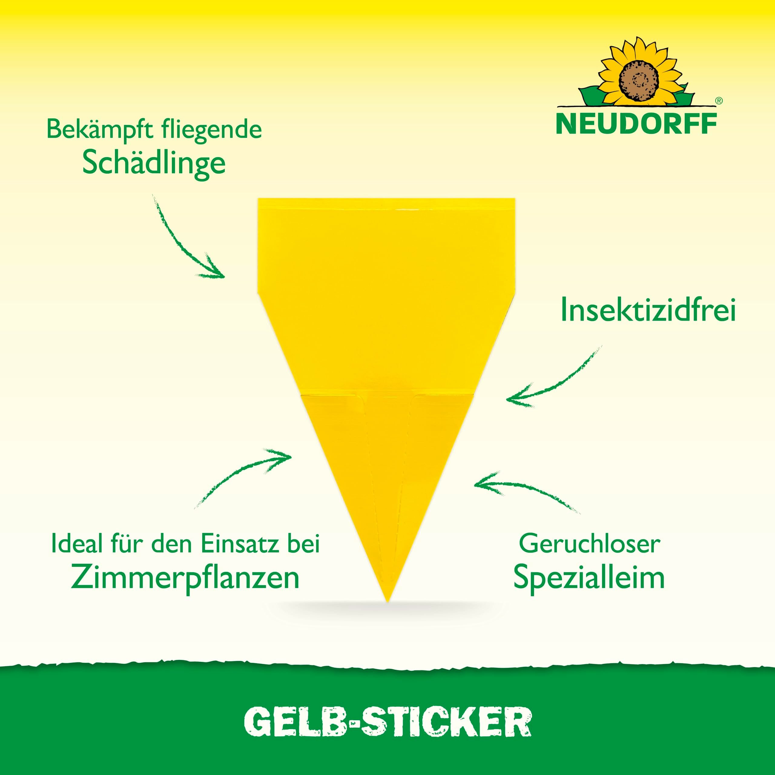 Neudorff Klebefalle Gelbsticker für Pflanzen 10 Stück (1er Pack) insektizidfrei, gegen kleine Fliegen in Blumenerde