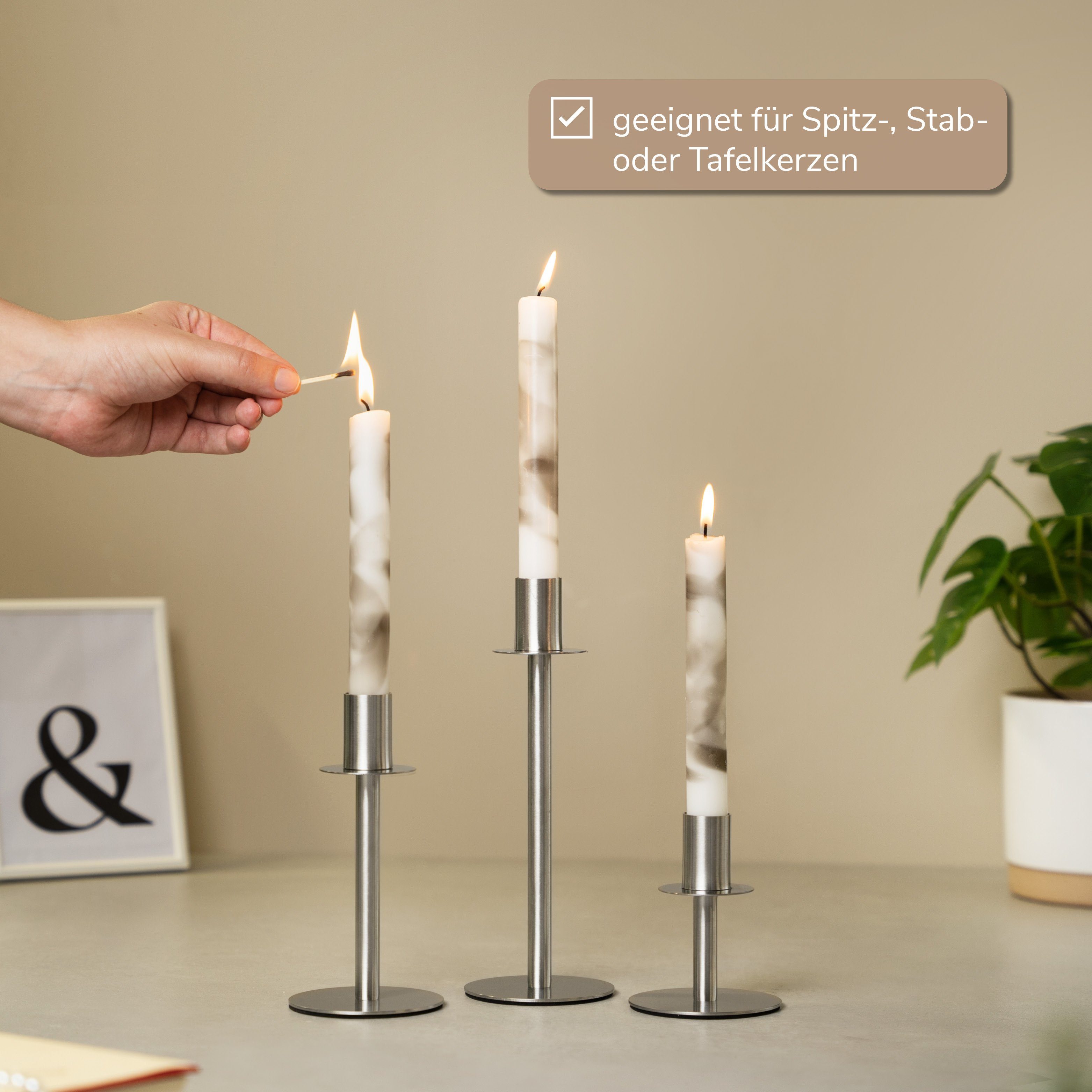bremermann Kerzenhalter Kerzenständer, für Stabkerzen, Kerzenhalter, (Komplett-Set), für Kerzenleuchter bremermann Stabkerzen