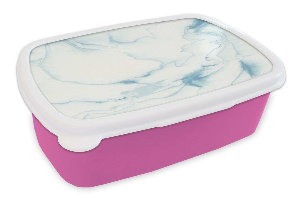 Kunststoff Brotdose Blau Brotbox für Snackbox, Kinder, Kunststoff, Muster, MuchoWow Erwachsene, - Mädchen, Marmor rosa - Lunchbox (2-tlg),