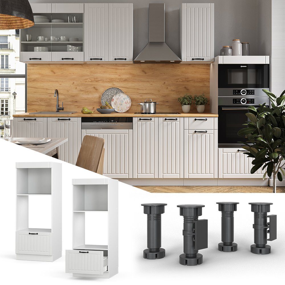 Vicco Mikrowellenumbauschrank Fame-Line, Weiß Landhaus/Weiß, 60 günstig online kaufen