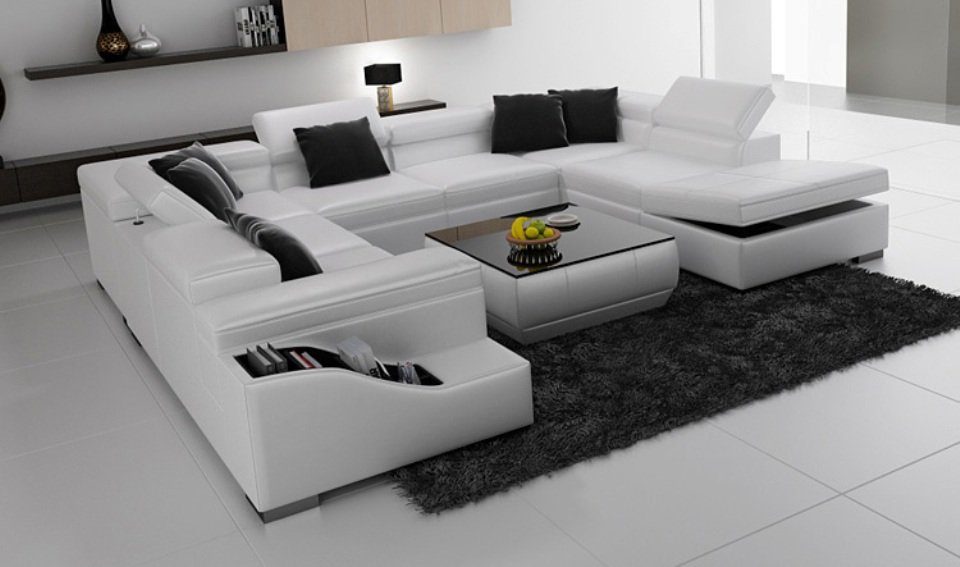 Eck Sofa Couch Wohnlandschaft JVmoebel Design Ecksofa, Modern Ledersofa Ecksofa