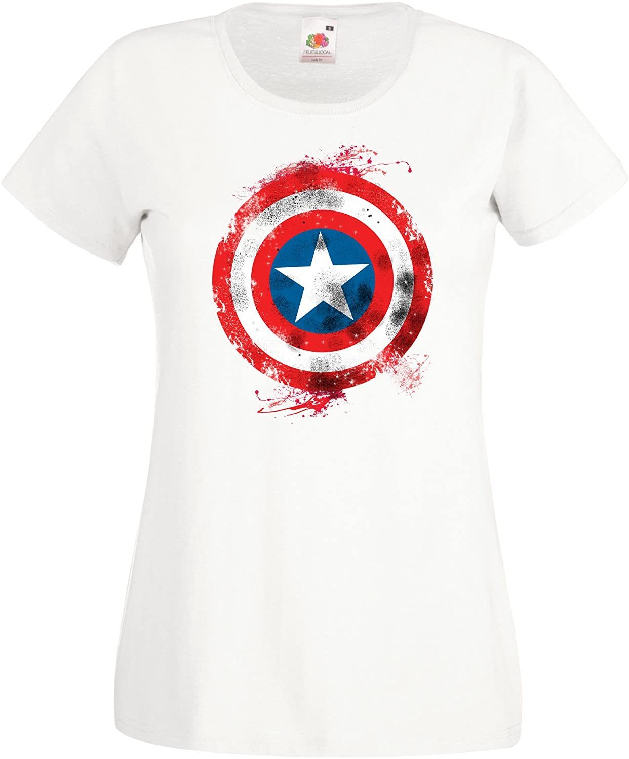 Youth Designz T-Shirt Vintage America Damen T-Shirt mit trendigen Frontprint Weiß