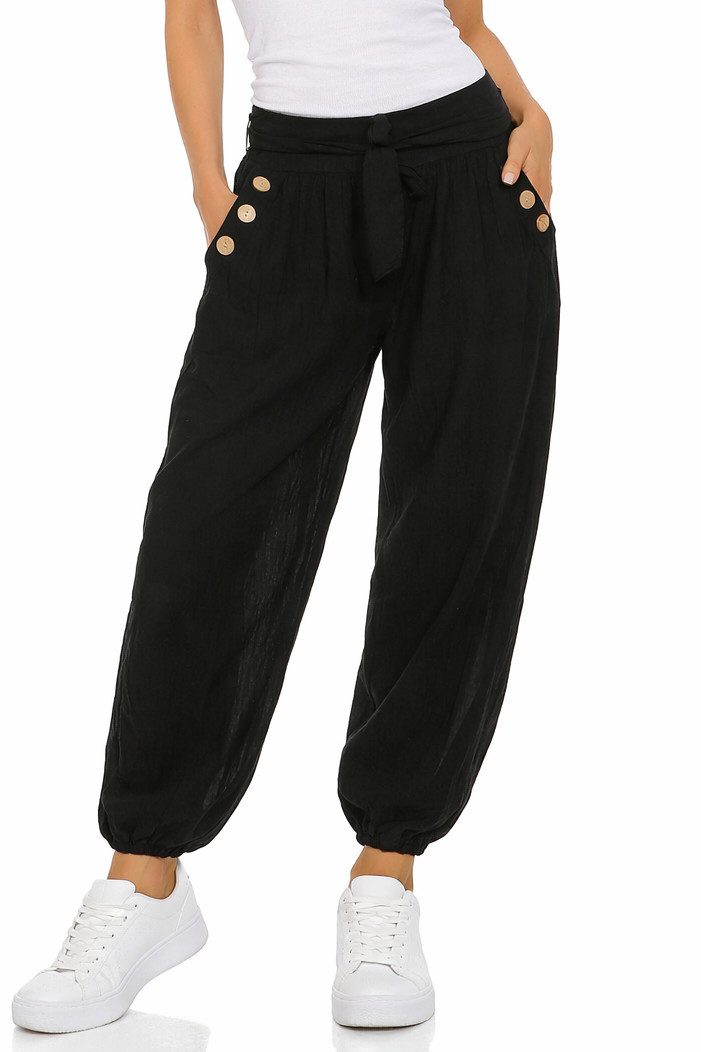 Mississhop Haremshose Leichte Baumwollhose einfarbige Hose Sommerhose Aladinhose M. 270 in Unifarbe