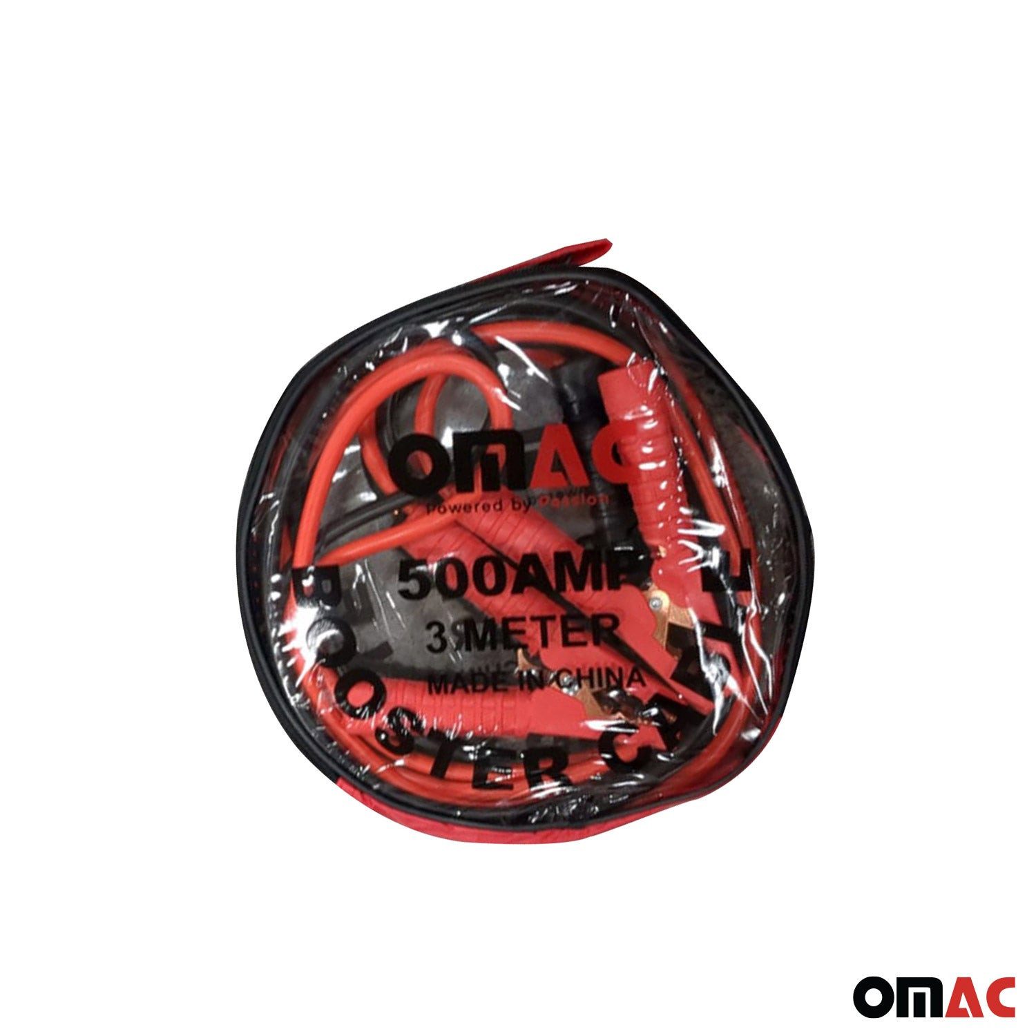 OMAC 2x 3M KFZ Starthilfekabel 500A Überbrückungskabel Starterkabel Starthilfekabel, (3 cm)