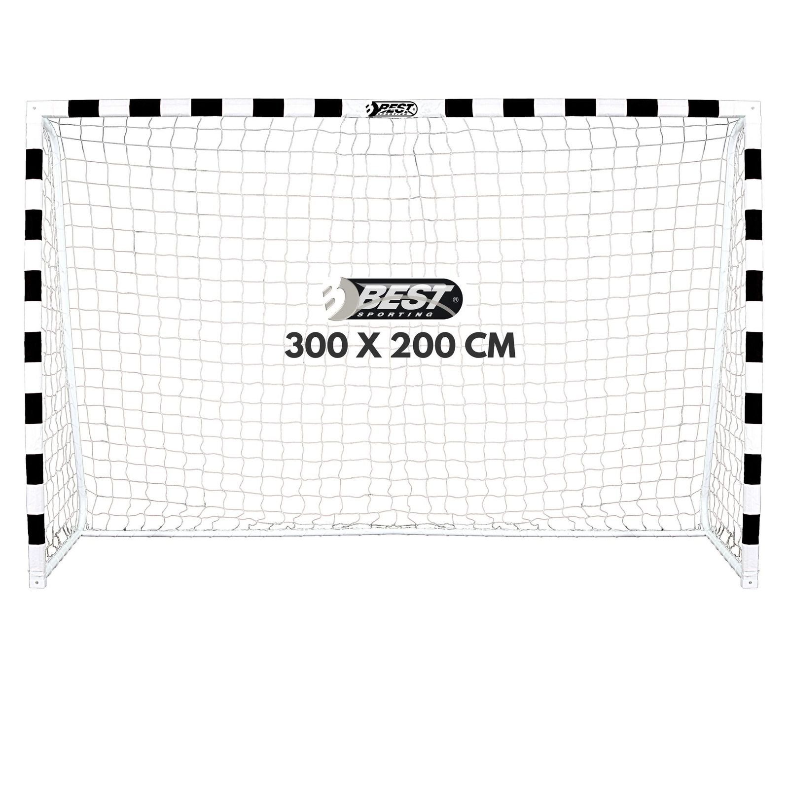 Best Sporting Fußballtor Best Sporting Fußballtor Soccer 300cm x 200 cm I Handballtor Kinder, Hochwertiges Kindertor aus Metall mit Netz I Schwarz Weiß