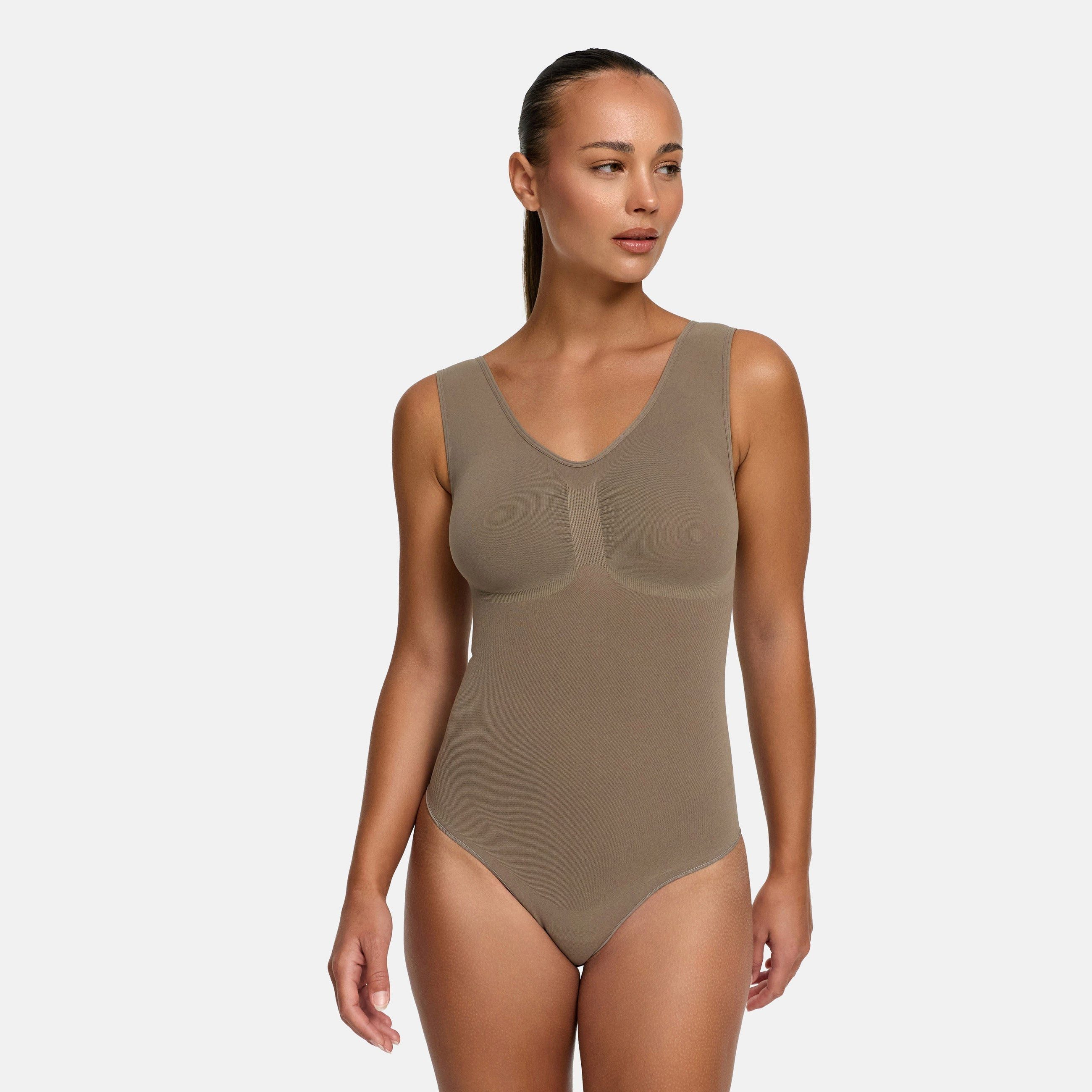 cfab (creamy fabrics) Miederbody Tank Bodysuit Sculpting Shapewear mit Slip-Taupe-XL (1-tlg) Figurformend