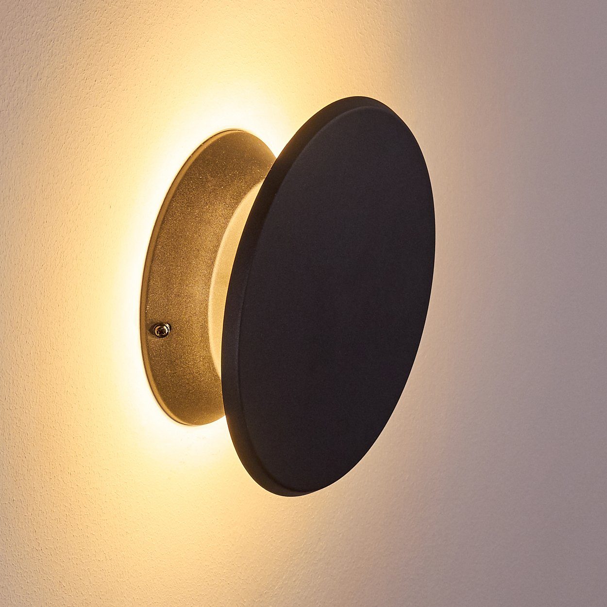 Kelvin, Wandleuchte Wandlampe in Metall runde »Caidate«, schönem Lichteffekt, LED hofstein Schwarz, aus Leuchte mit moderne 3000 Lumen, 700