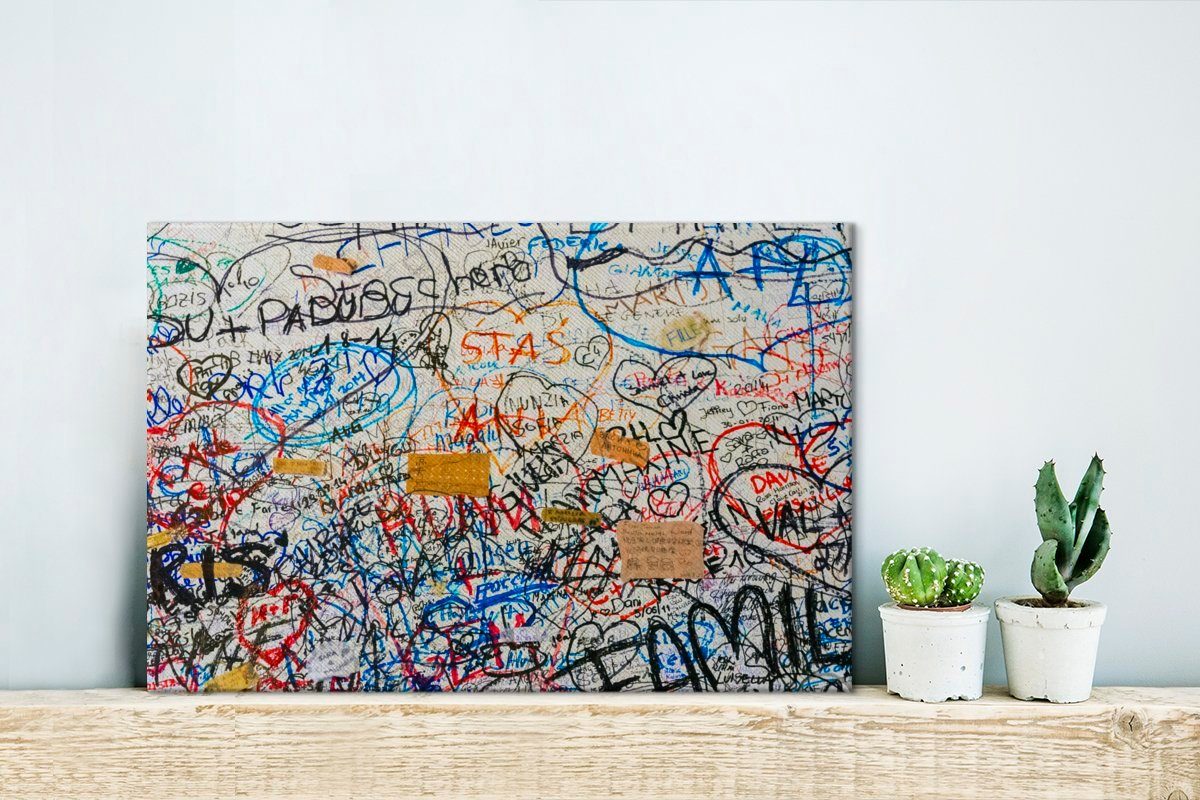 Wanddeko, Wandbild OneMillionCanvasses® Leinwandbilder, Aufhängefertig, cm Graffiti-Herzen, St), (1 Leinwandbild 30x20