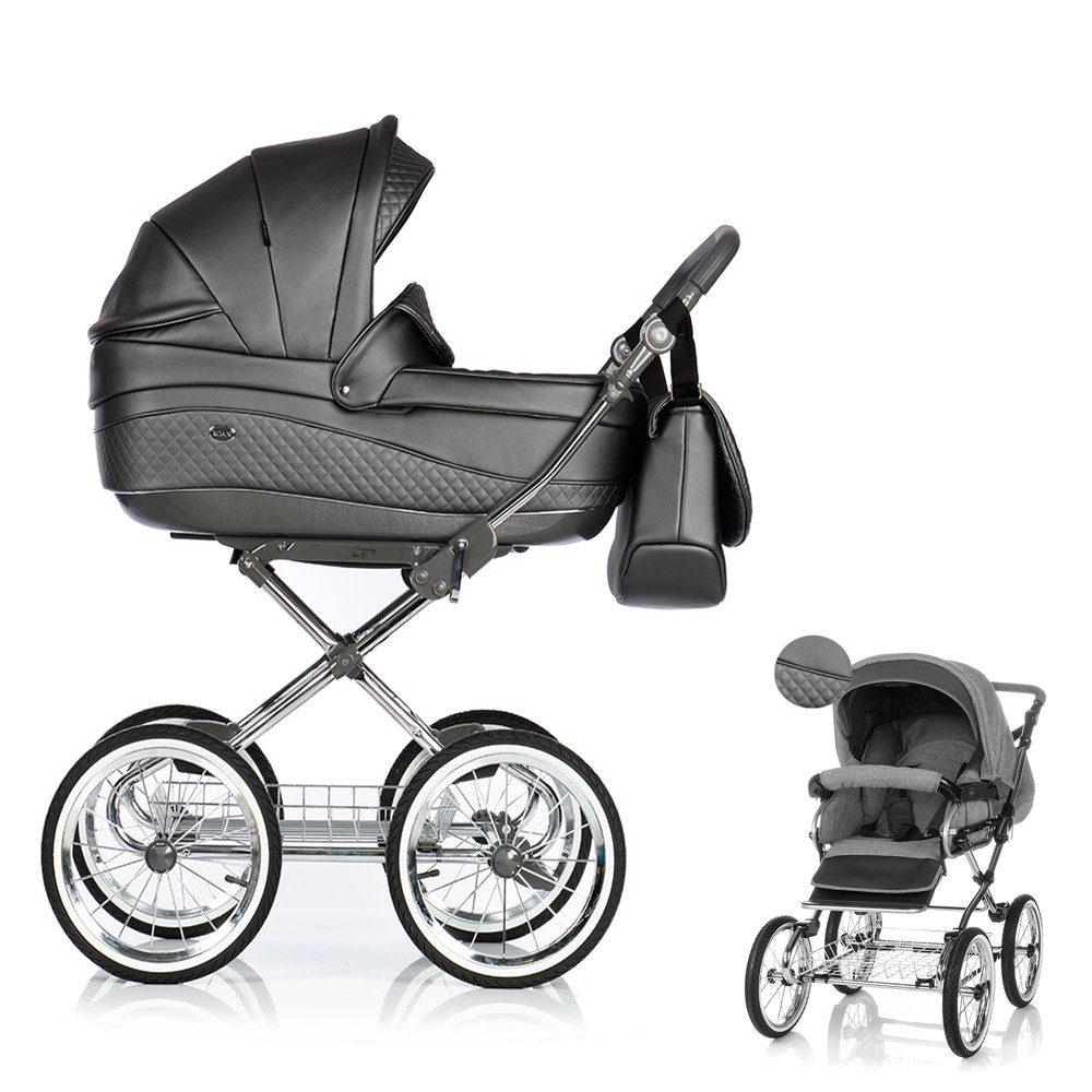 Roan Kombi-Kinderwagen Emma Classic 2 in 1 inkl. Sportsitz und Zubehör in Schwarz