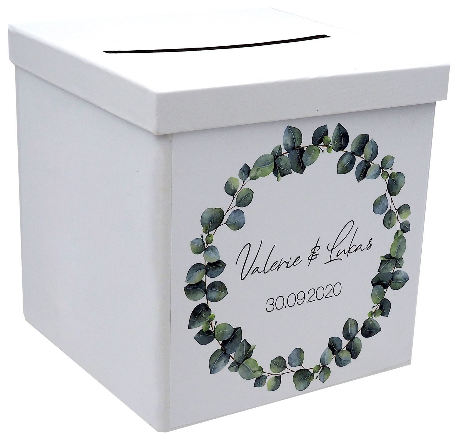 ZauberDeko Geschenkbox Briefbox Kartenbox Hochzeit Eukalyptus Geburtstag Personalisiert