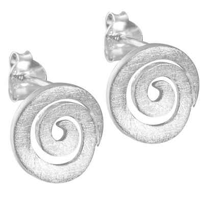 Vinani Paar Ohrstecker, Vinani Ohrstecker Spirale gebürstet gebogen Sterling Silber 925 Ohrringe OSQ