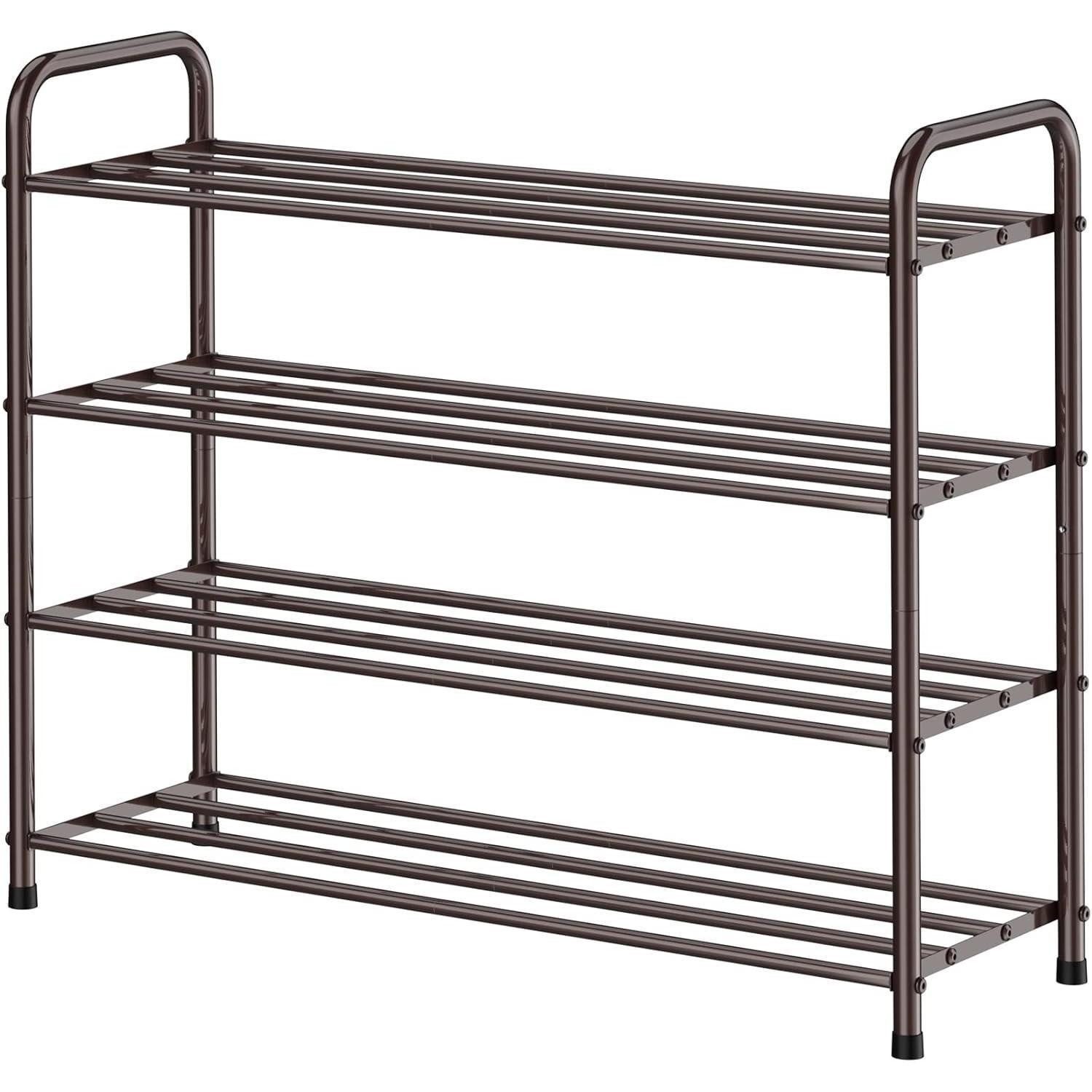 Schuhabtropfschale Schuhregal Edelstahl 4 Ebenen für 12 Paar Schuhe Bronze 68x26x65 cm