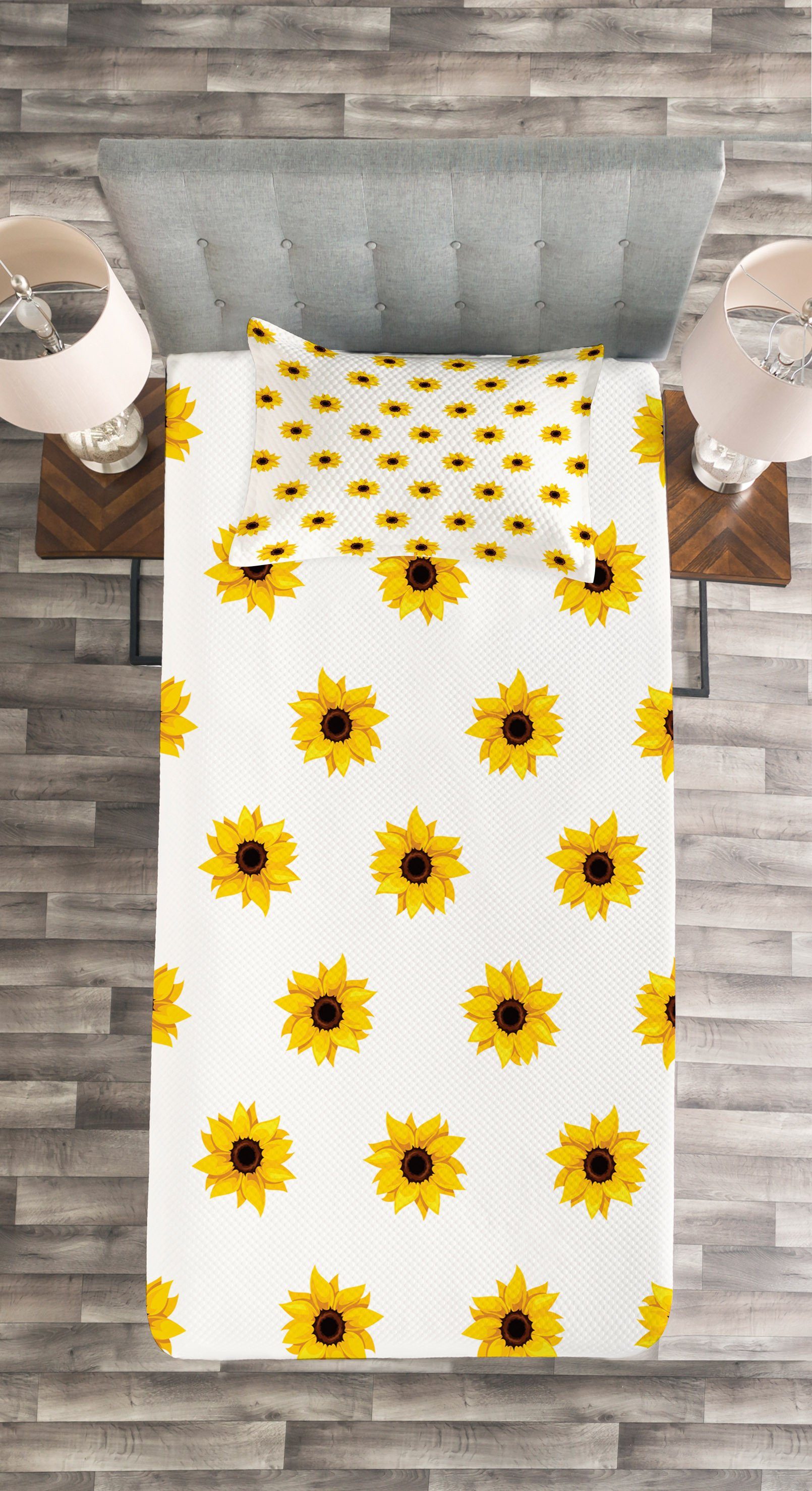 Natur Set Abakuhaus, Muster Gelb Sunflower mit Tagesdecke Waschbar, Kissenbezügen