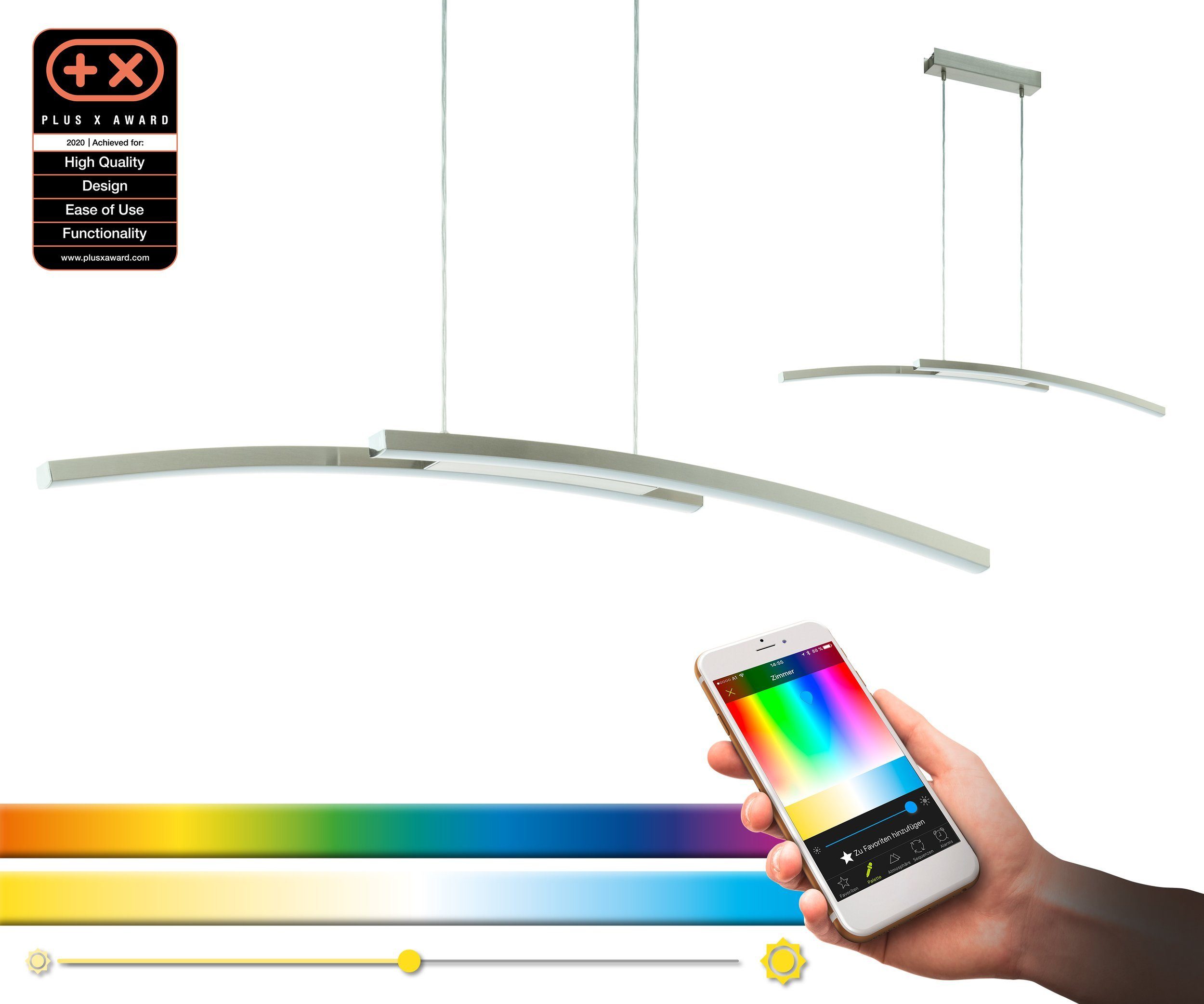 EGLO LED-Hängeleuchte Fraioli-c, Leuchtmittel inklusive, Pendellampe, Hängelampe, Hängeleuchte, RGB, dimmbar, L 105 cm